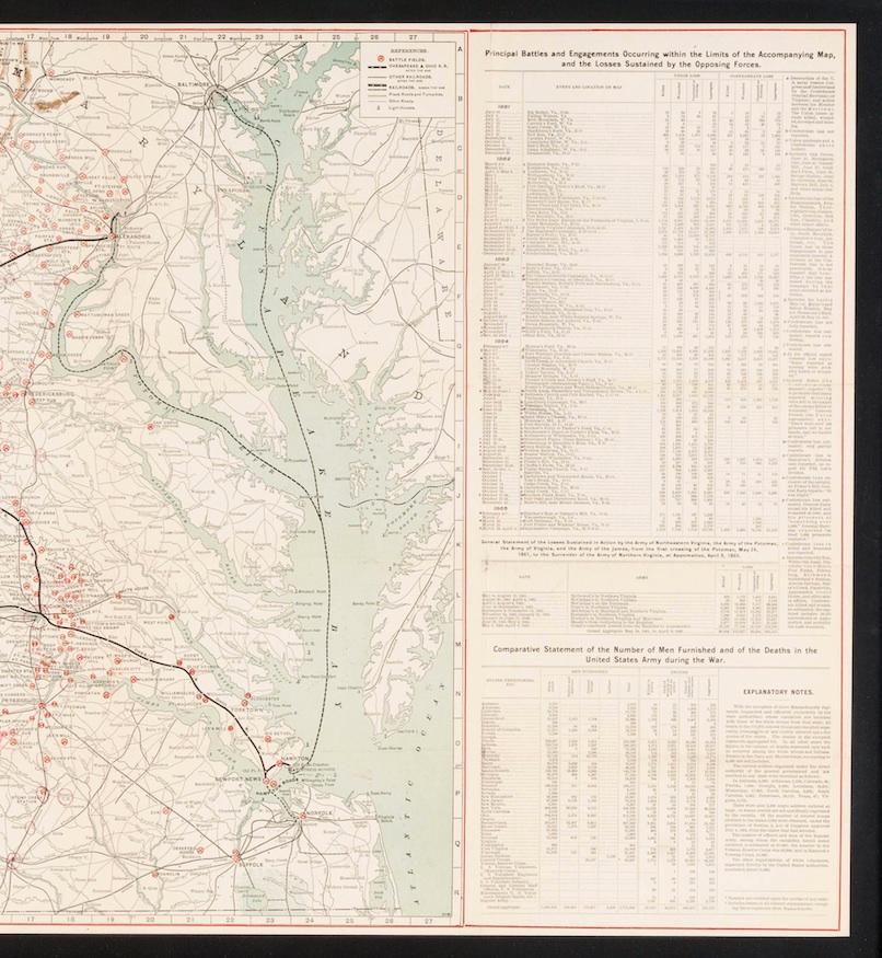 American Antique Map of Virginia, Showing the Location of Civil War Battle Fields, 1902
