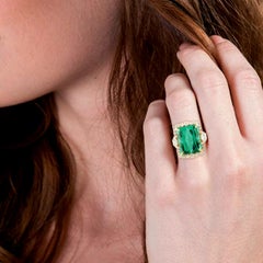 19.02 Carat Tourmaline Diamond 18 Karat Gold Ring