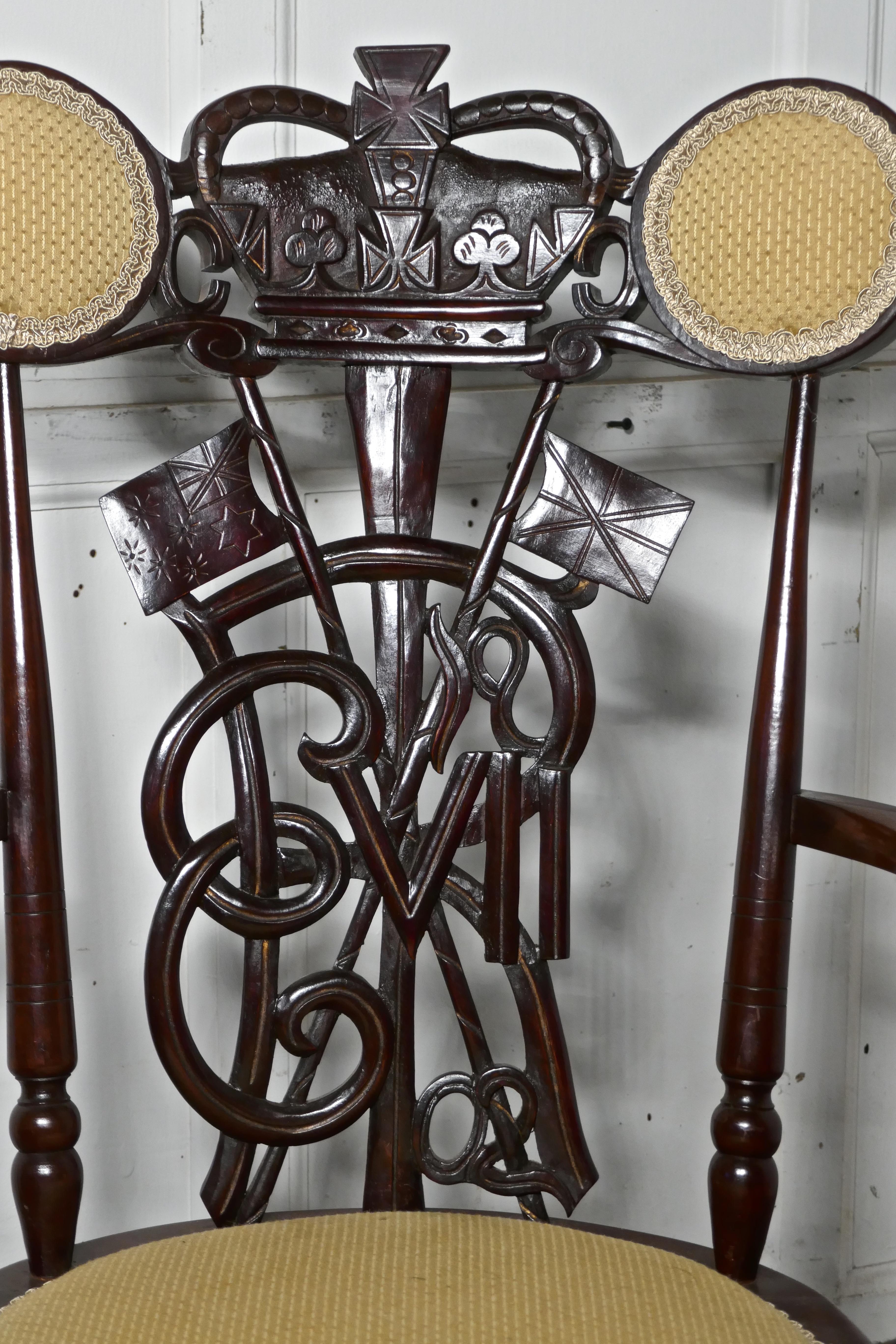 1902 Edward VII Mahogany Coronation Throne Chair For Sale 2