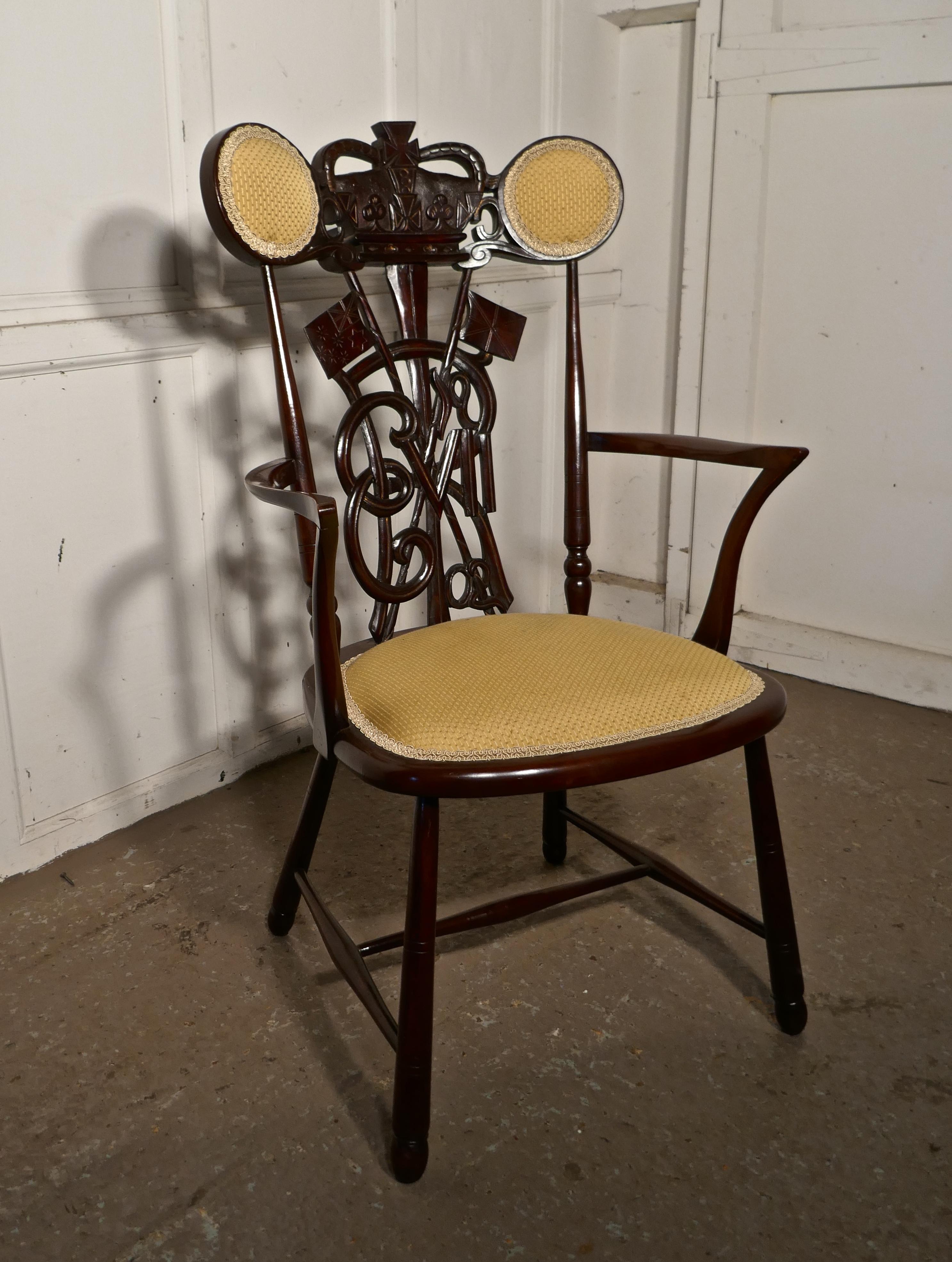 1902 Edward VII Mahogany Coronation Throne Chair For Sale 3