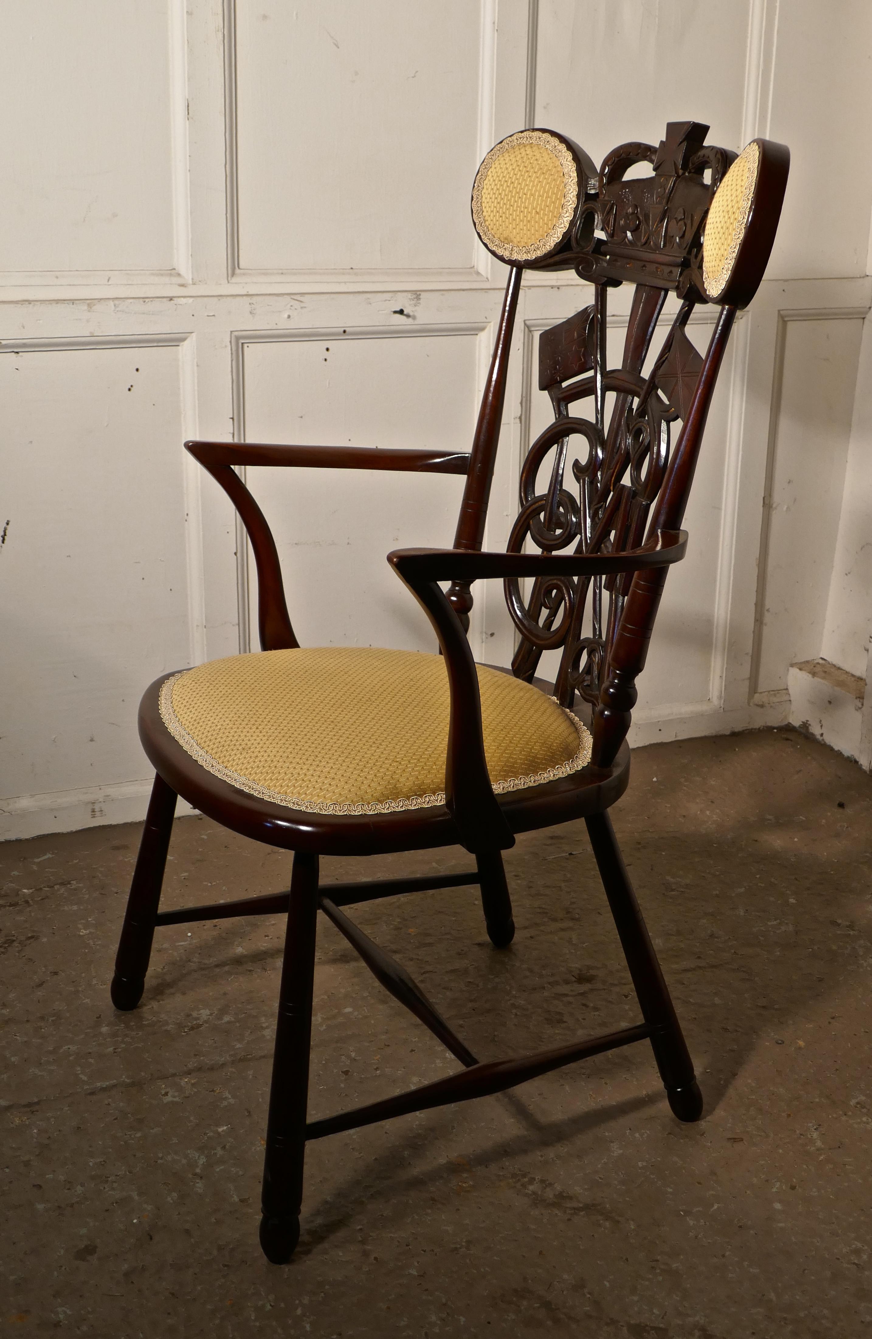 Edwardian 1902 Edward VII Mahogany Coronation Throne Chair For Sale