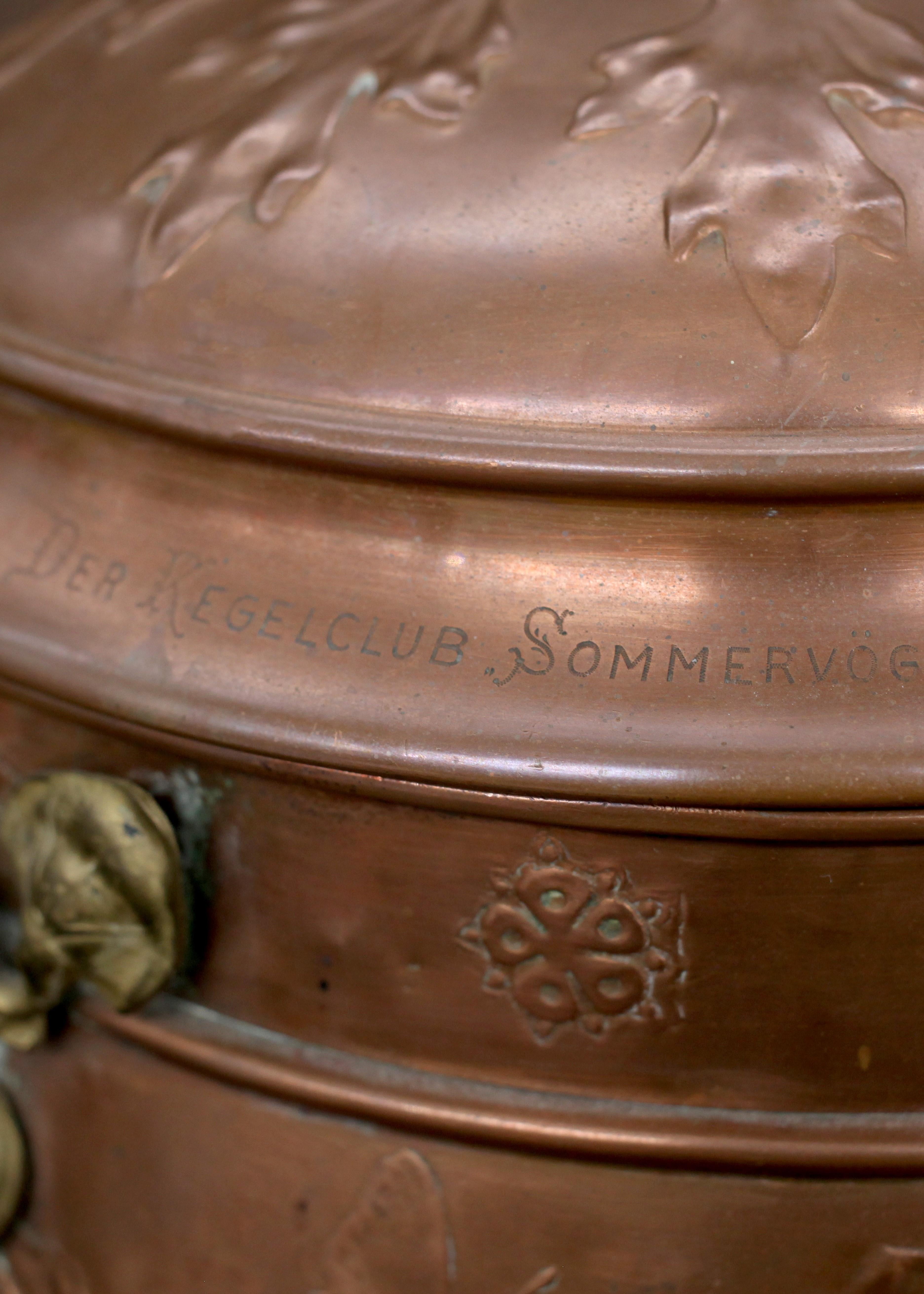 Early 20th Century 1902 German Jugendstil Presentation Punch Bowl For Sale