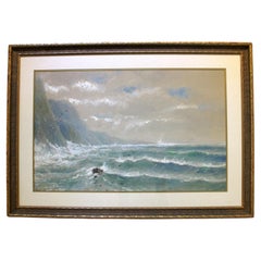 1902 "High Coastal Seascape" Watercolor & Gouache on Paper by Edmund D. Lewis