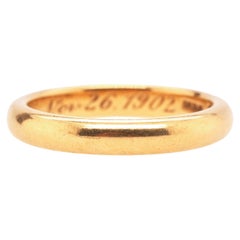 1902 J.E. Caldwell 18K Yellow Gold Engraved Wedding Band