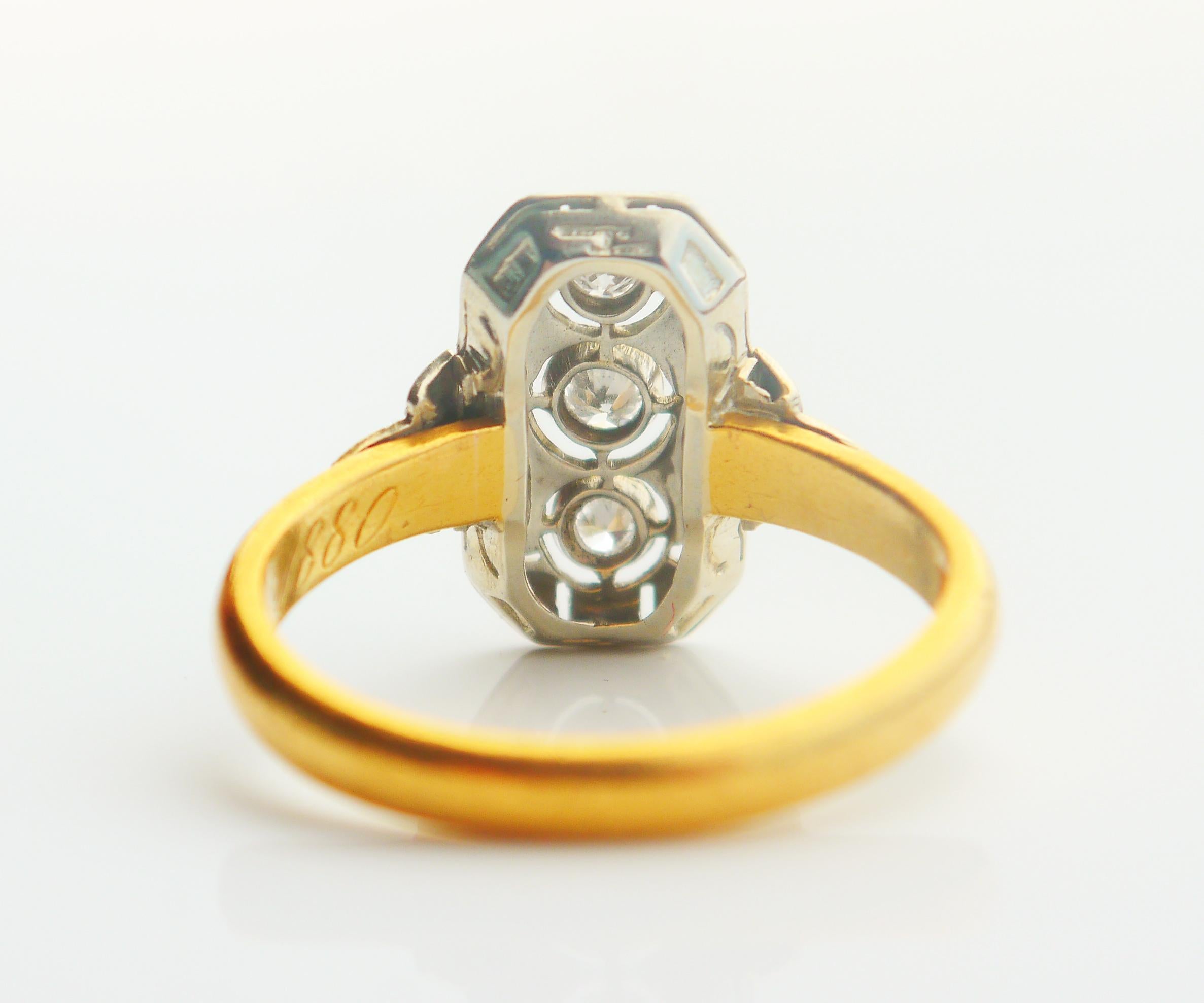 1902 Nordic Ring 0.25ctw Diamonds solid 23K Gold Platinum US 9 / 6gr For Sale 5