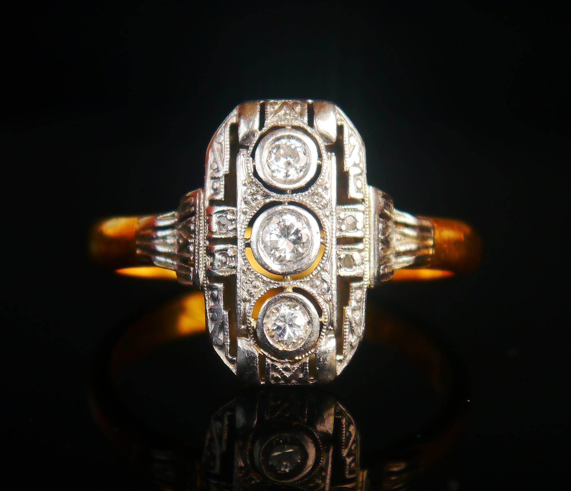 Women's 1902 Nordic Ring 0.25ctw Diamonds solid 23K Gold Platinum US 9 / 6gr For Sale