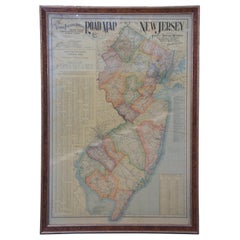 Antike National Publishing Road Map of New Jersey Geological Survey, 1903