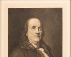1903 Antique Portrait of Benjamin Franklin, Signed by Jacques Reich