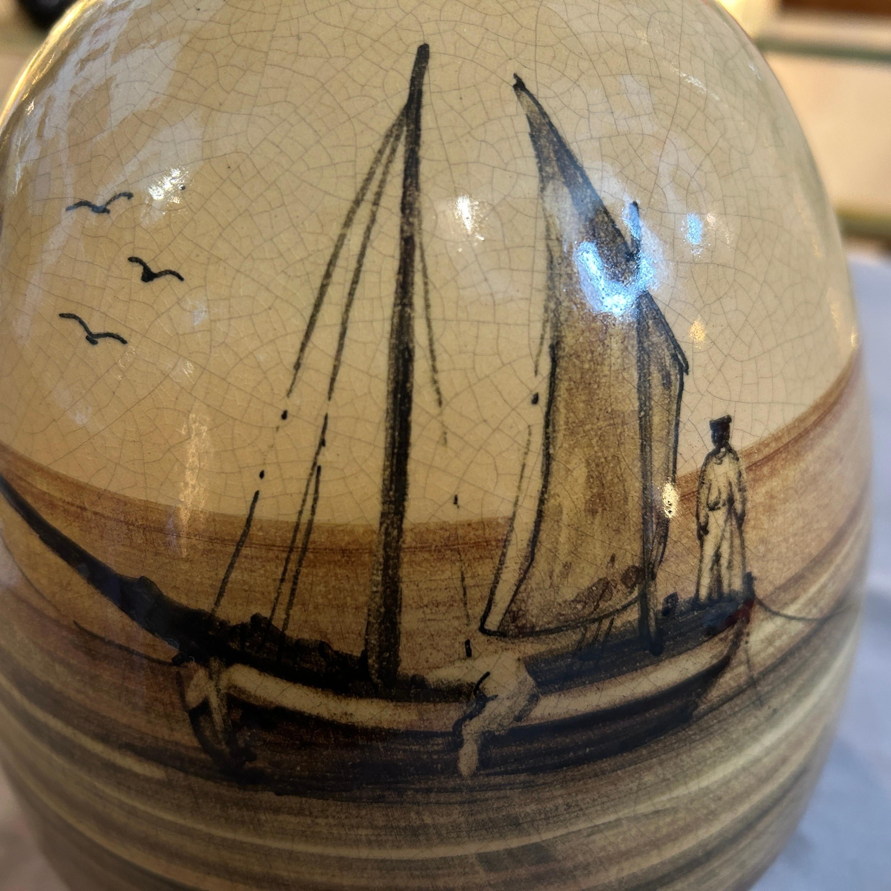 1903 Jugendstil Brown Keramik Italienisch Vase im Angebot 3