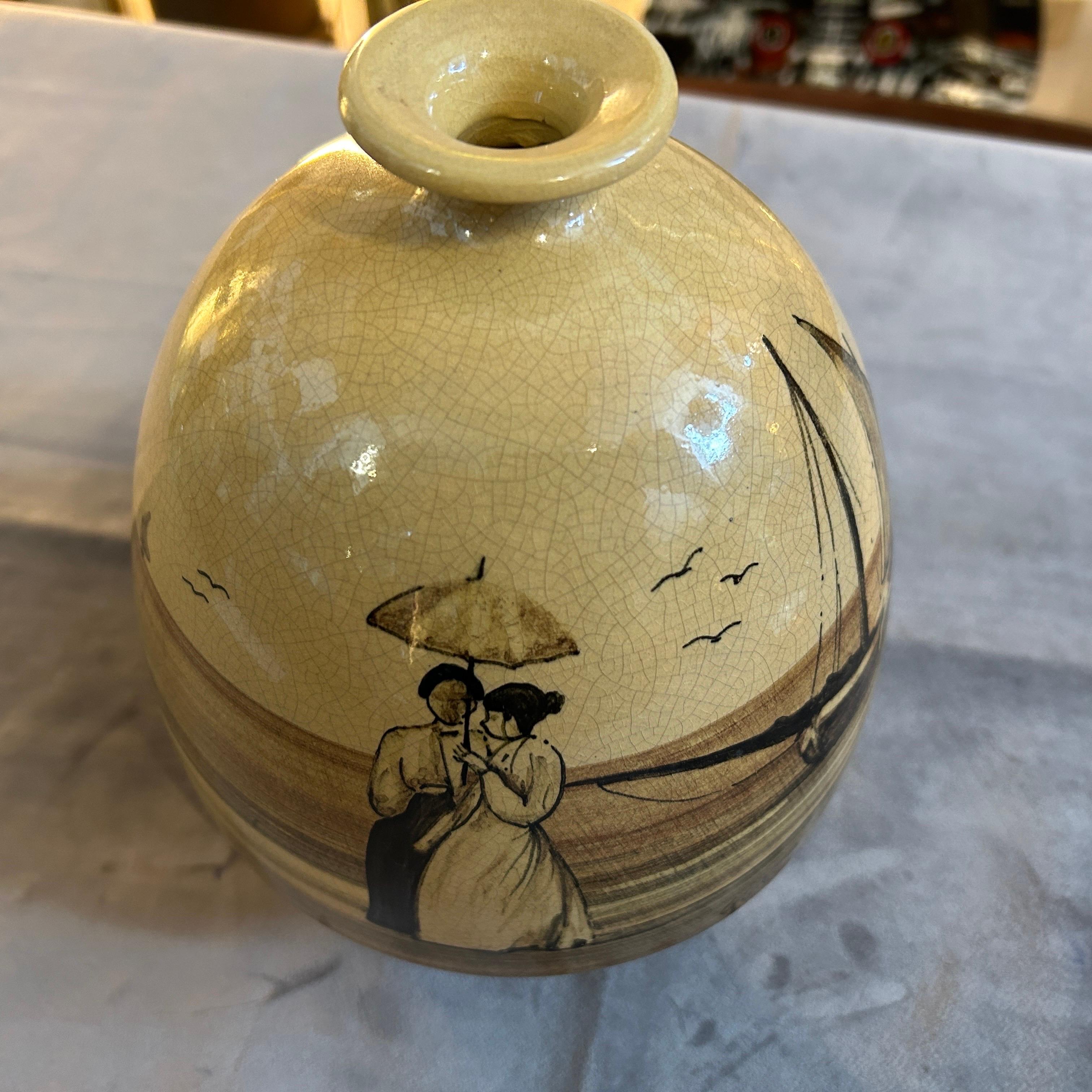 1903 Art Nouveau Brown Ceramic Italian Vase In Good Condition For Sale In Aci Castello, IT