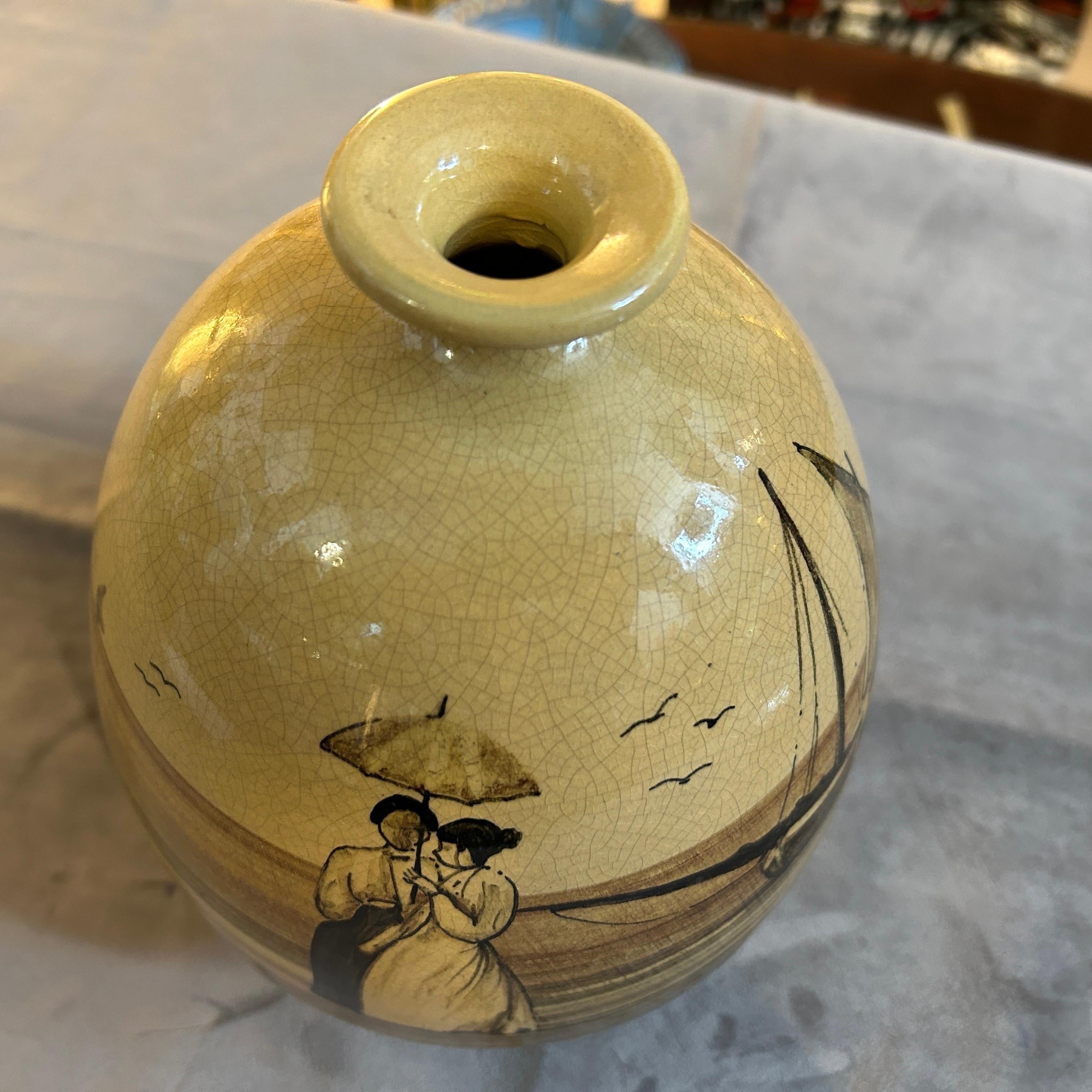 1903 Jugendstil Brown Keramik Italienisch Vase im Angebot 1