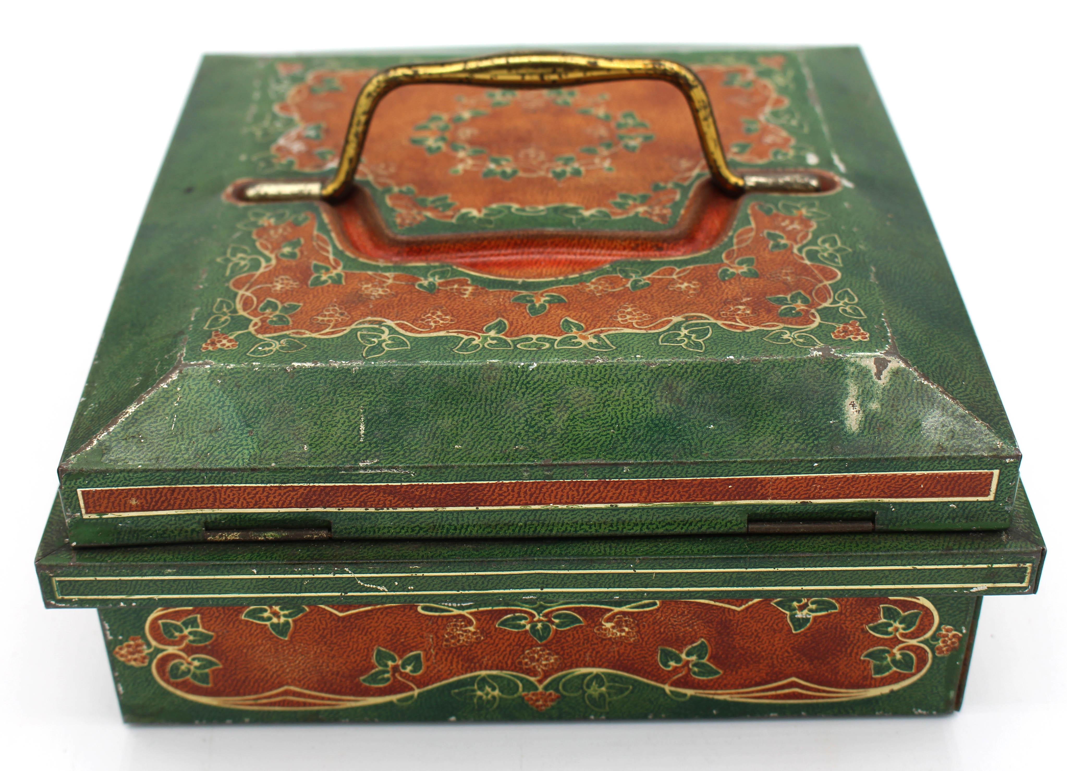 English 1903 Huntley & Palmers Jewelry Casket Form Biscuit Tin Box For Sale
