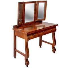 1903 Marvel Bevelled Three Mirror Oak Vanity