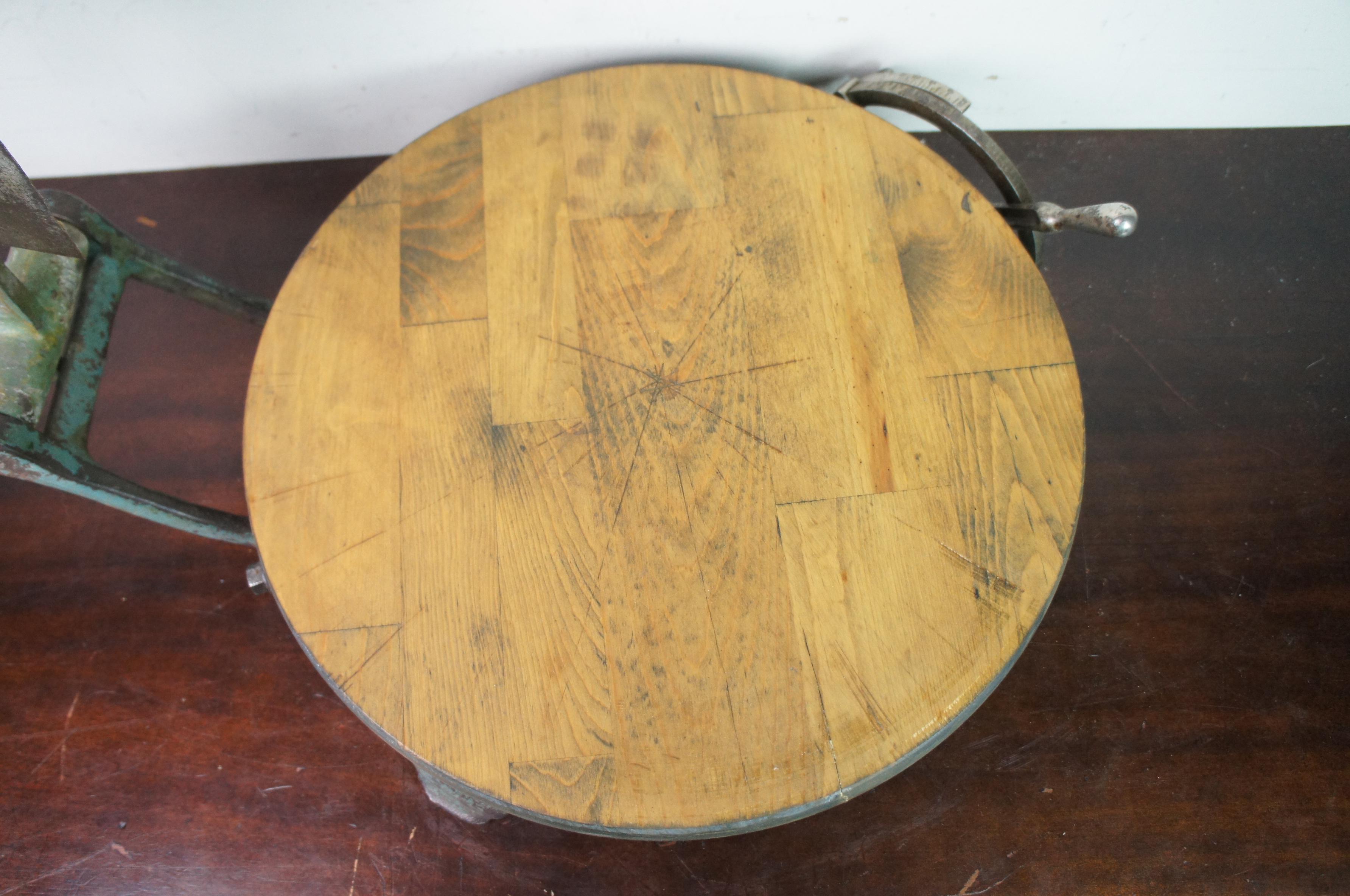 Metal 1904 Antique American Computing Co Perfection Cheese Wheel Cutter Butcher Block