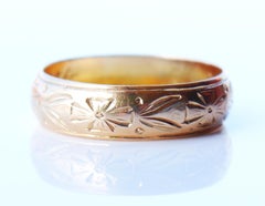 1904 Antique European Wedding Ring solid 18K Gold Ø 9.5 US / 4.3 gr