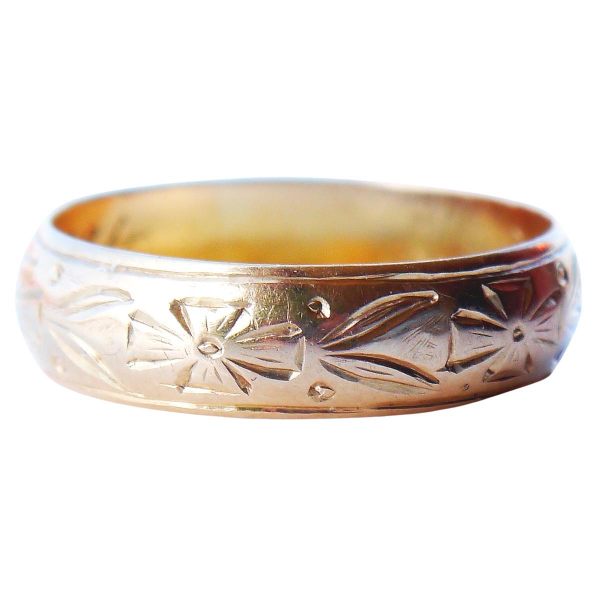1904 Antique European Wedding Ring solid 18K Gold Ø 9.5 US / 4.3 gr For Sale