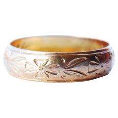 1904 Antique European Wedding Ring solid 18K Gold Ø 9.5 US / 4.3 gr