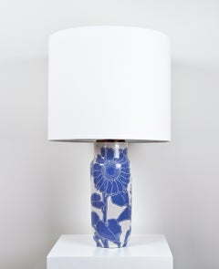 1904 Gunnar Wennerberg Ceramic Table Lamp with Floral Motifs
