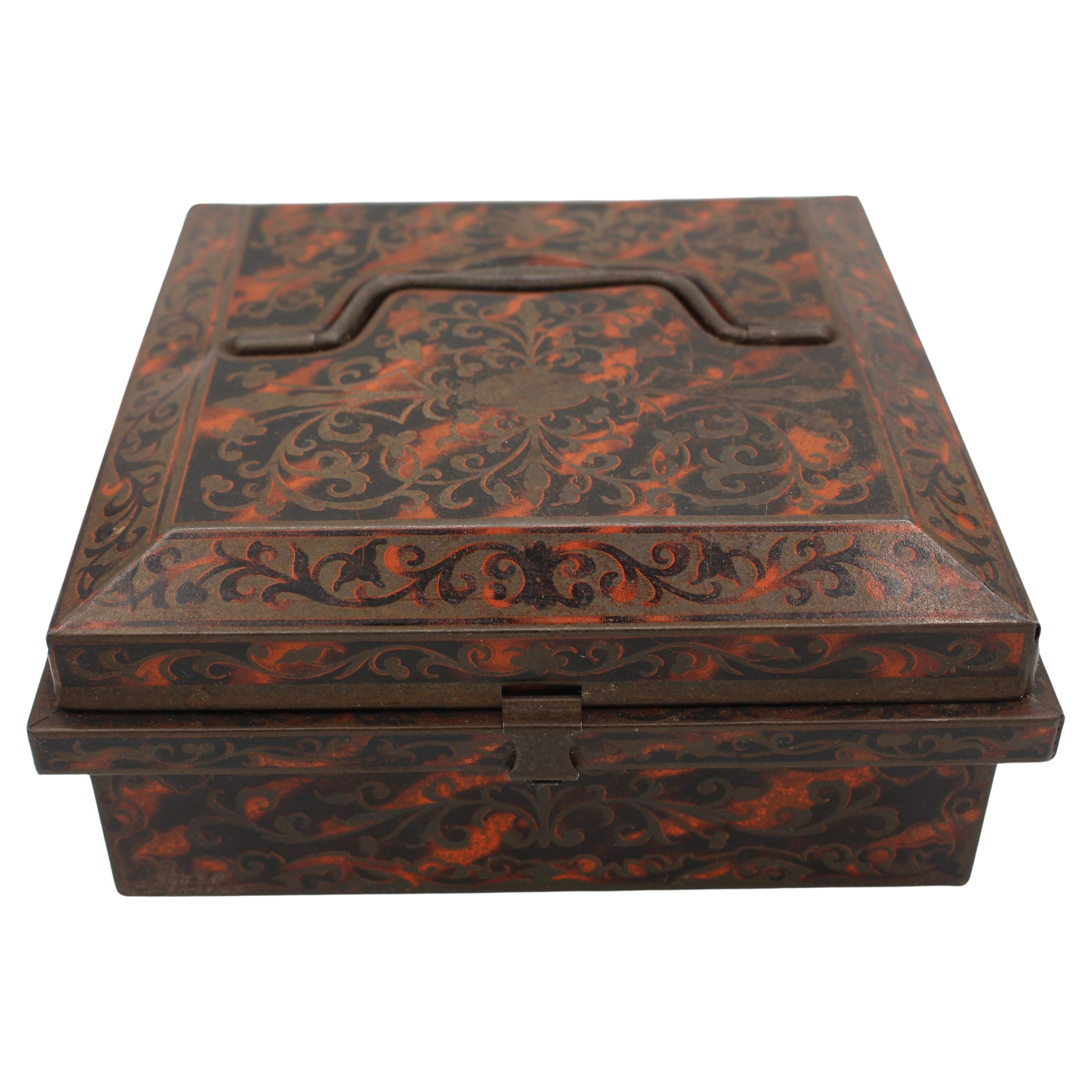 1904 Huntley & Palmers Faux Boulle Biscuit Tin Box For Sale