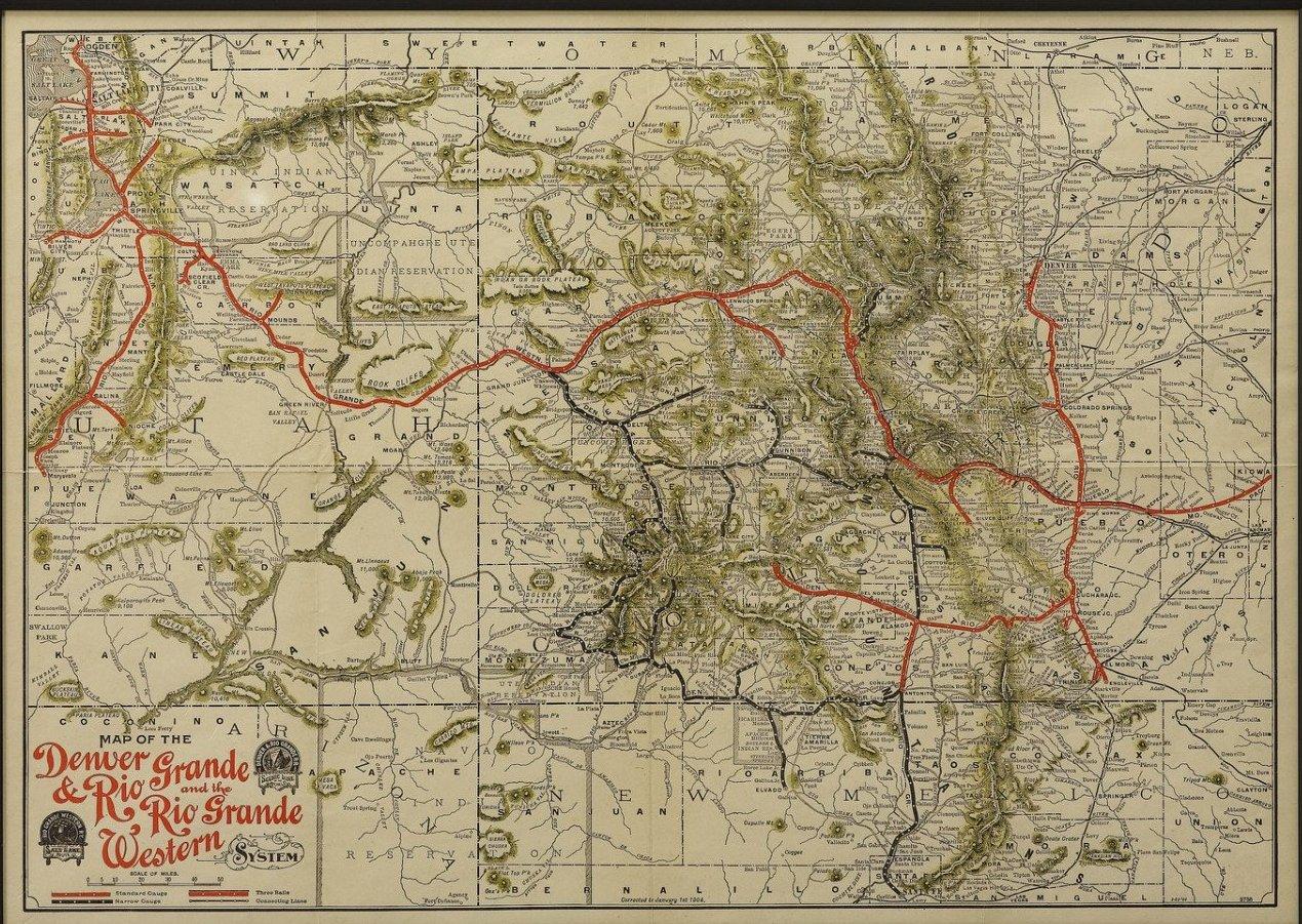 American 1904 Map of the Denver and Rio Grande & Rio Grande Western System, Rand McNally