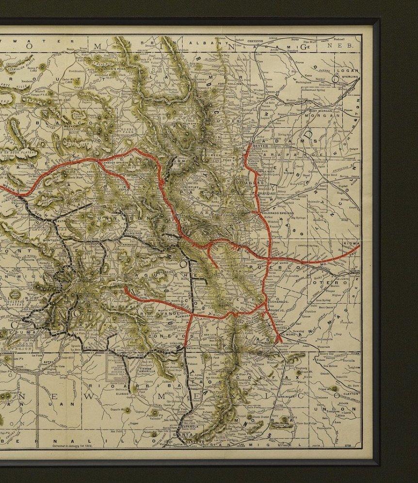 Early 20th Century 1904 Map of the Denver and Rio Grande & Rio Grande Western System, Rand McNally