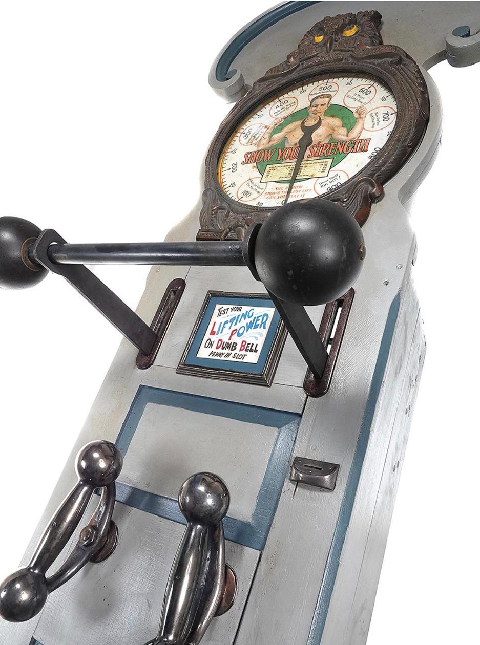 American 1904 Mills Owl Strength Tester, Floor Standing Arcade Machine For Sale