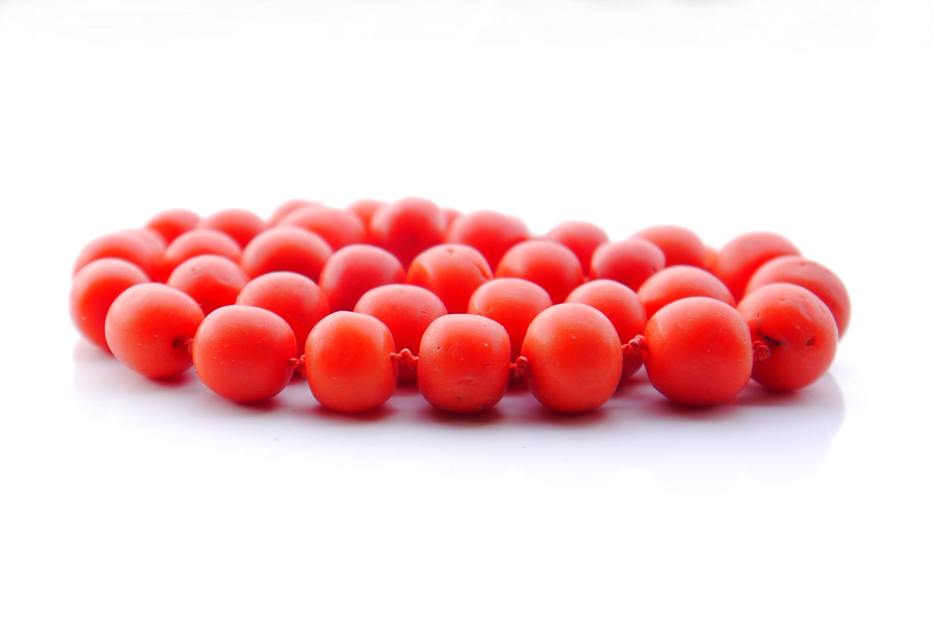 1904 Nordic Necklace 200ct Natural Coral 18K Gold /48.5 cm /55 gr For Sale 5