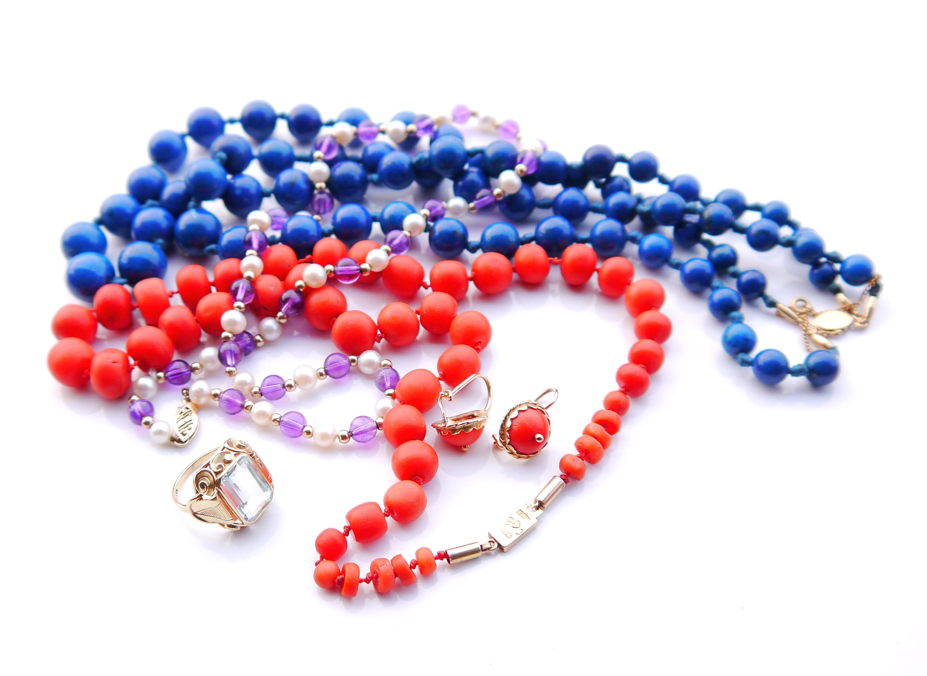 1904 Nordic Necklace 200ct Natural Coral 18K Gold /48.5 cm /55 gr For Sale 6