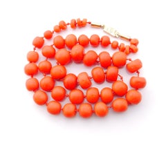 1904 Nordic Necklace 200ct Natural Coral 18K Gold /48.5 cm /55 gr