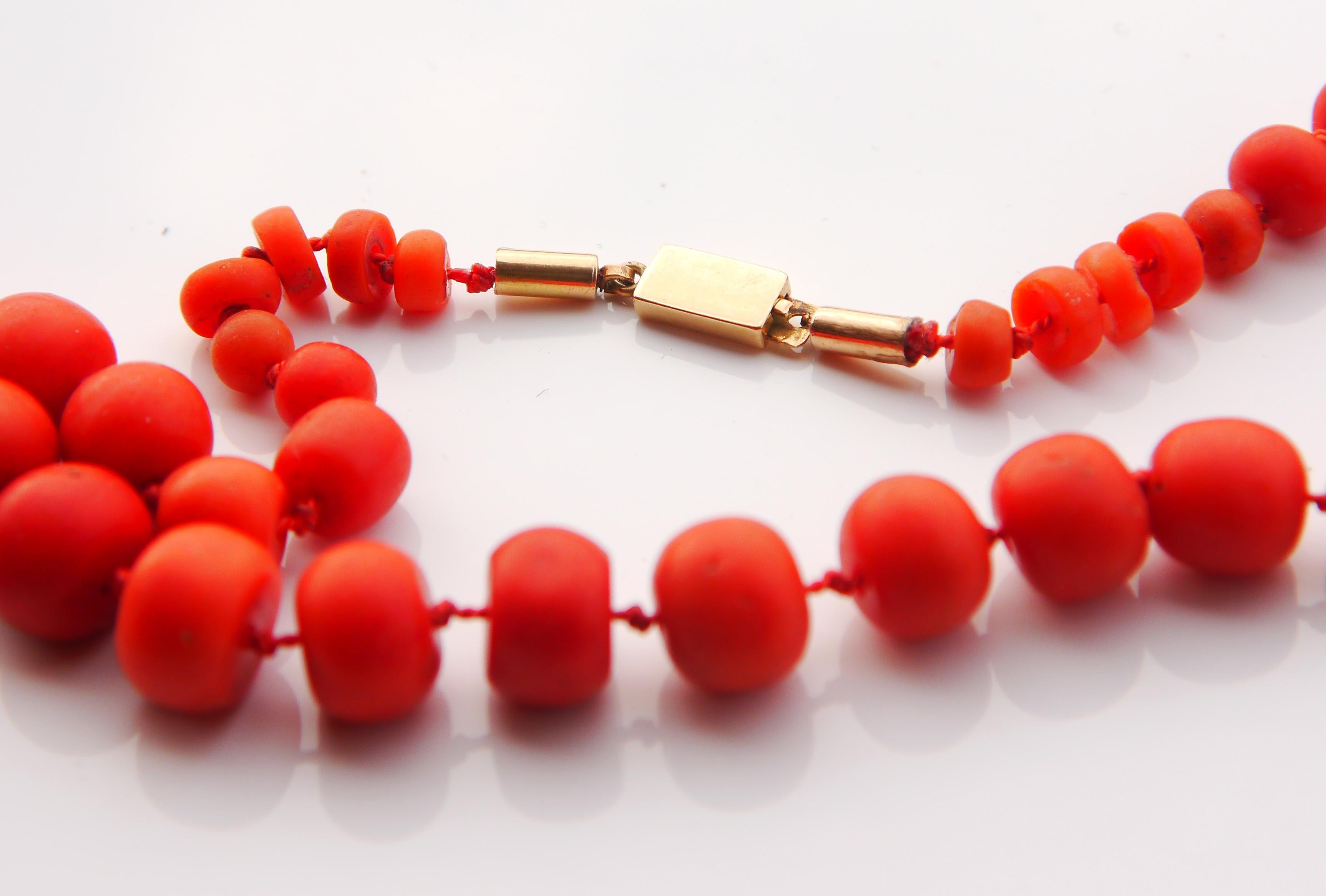 1904 Nordic Necklace 200ct Natural Coral 18K Gold /48.5 cm /55 gr For Sale 1