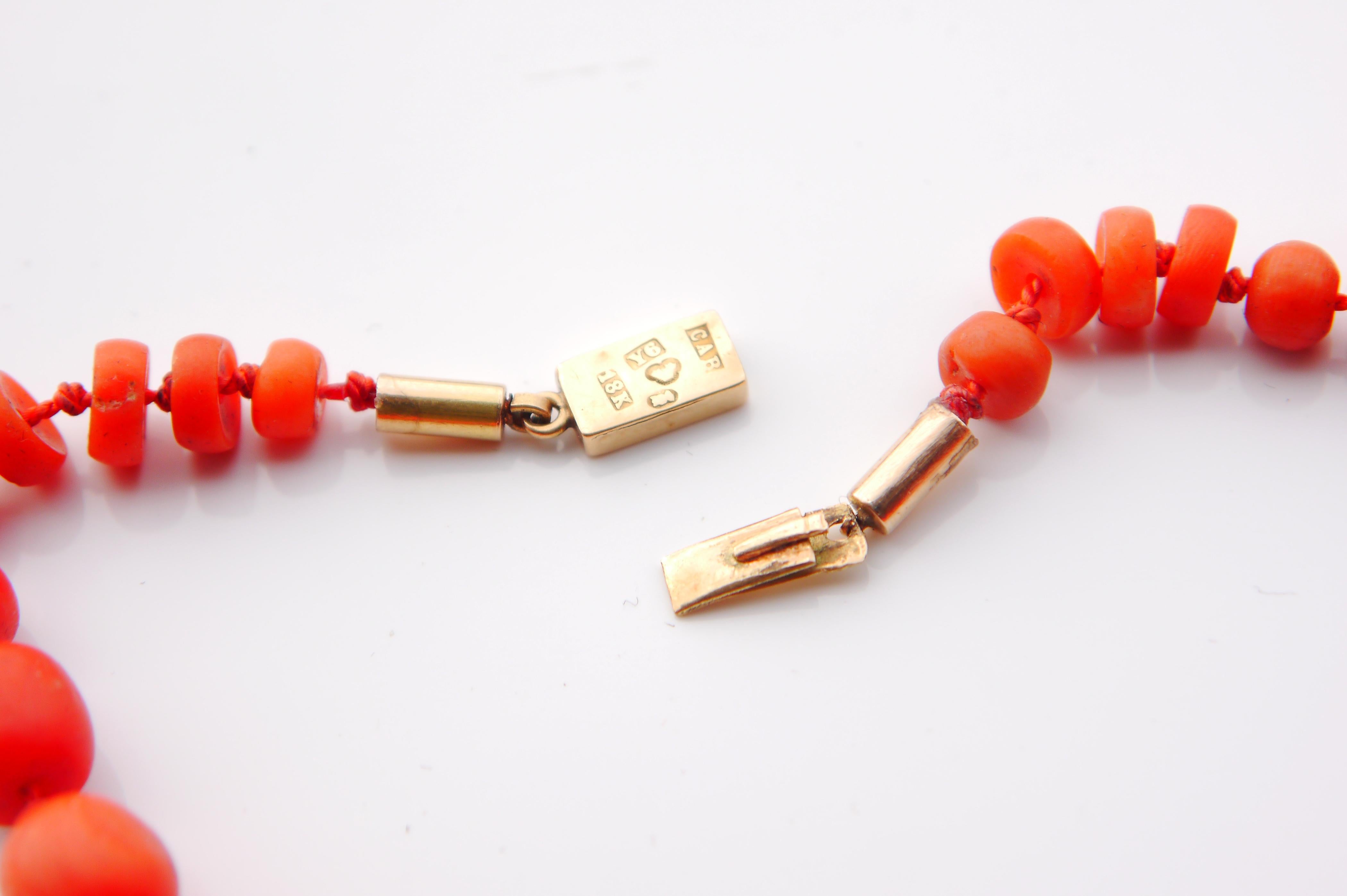 1904 Nordic Necklace 200ct Natural Coral 18K Gold /48.5 cm /55 gr For Sale 2