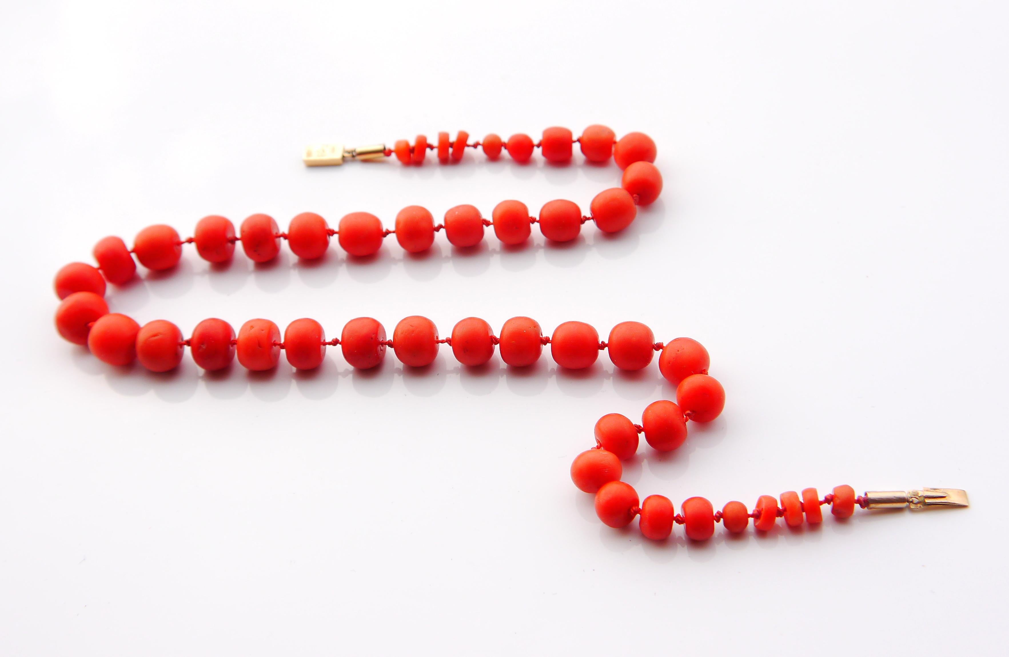 1904 Nordic Necklace 200ct Natural Coral 18K Gold /48.5 cm /55 gr For Sale 3