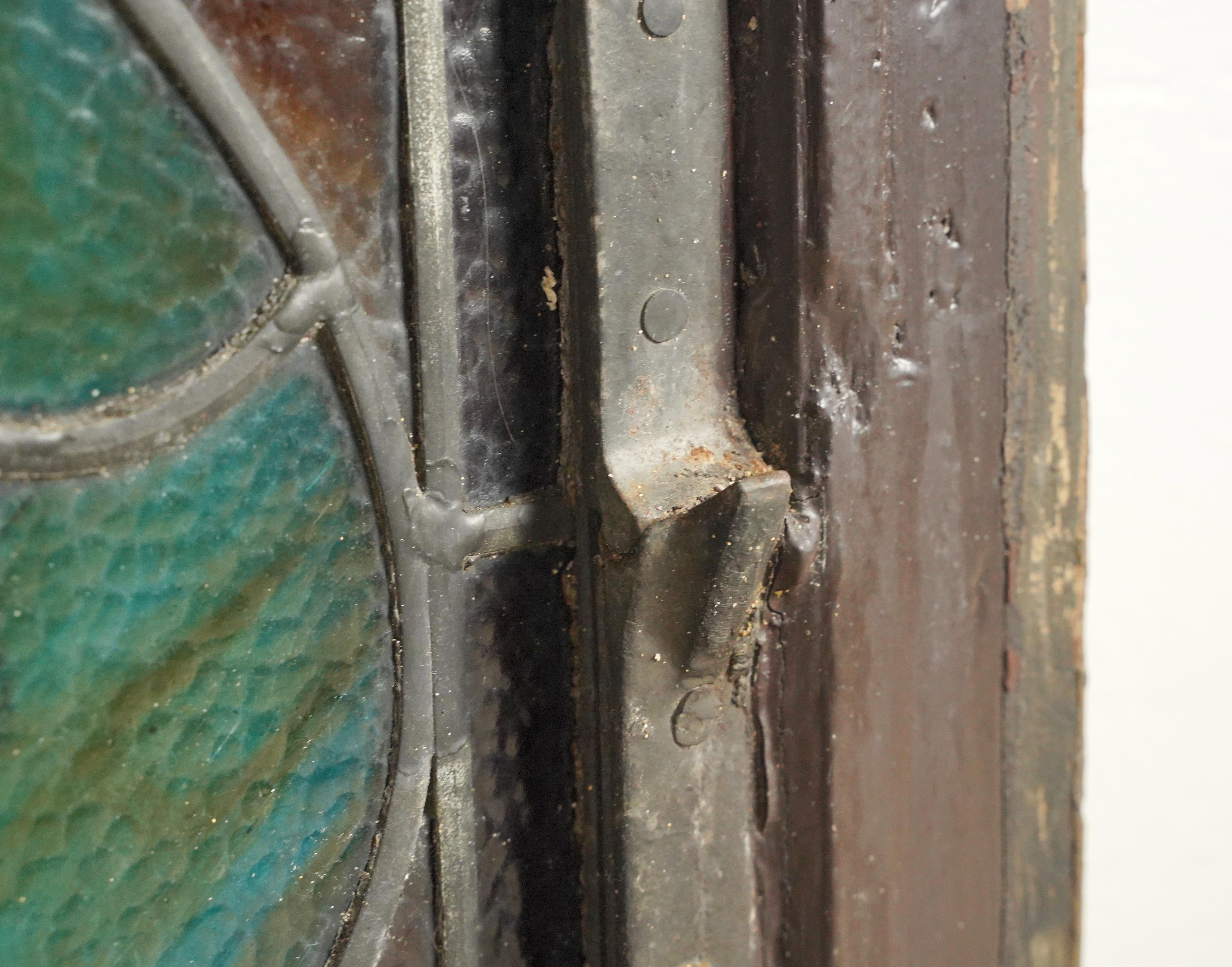 1904 Rectangle Leaded Stained-Glass Church Window For Sale 4