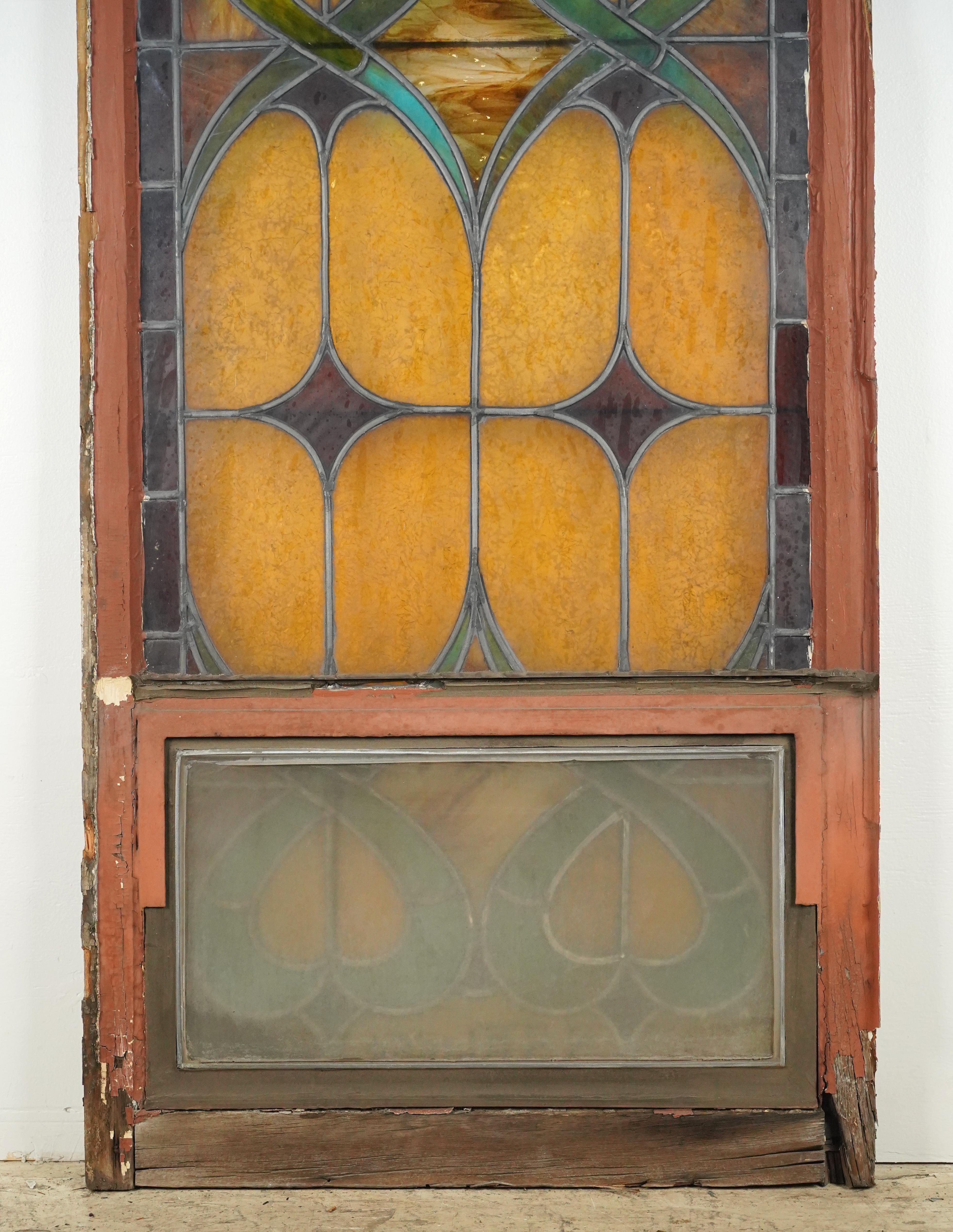 1904 Rectangle Leaded Stained-Glass Church Window For Sale 7