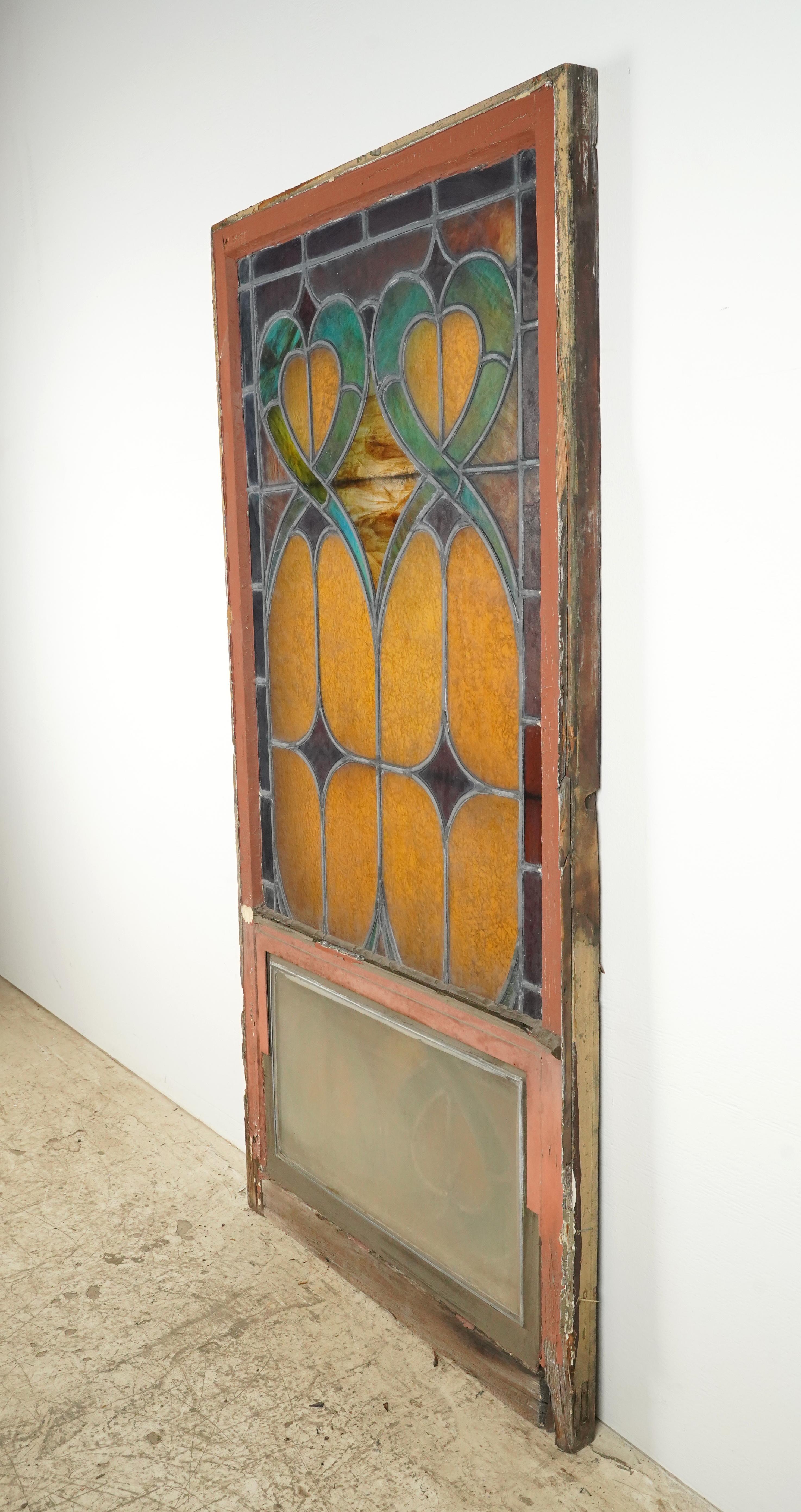 1904 Rectangle Leaded Stained-Glass Church Window For Sale 9