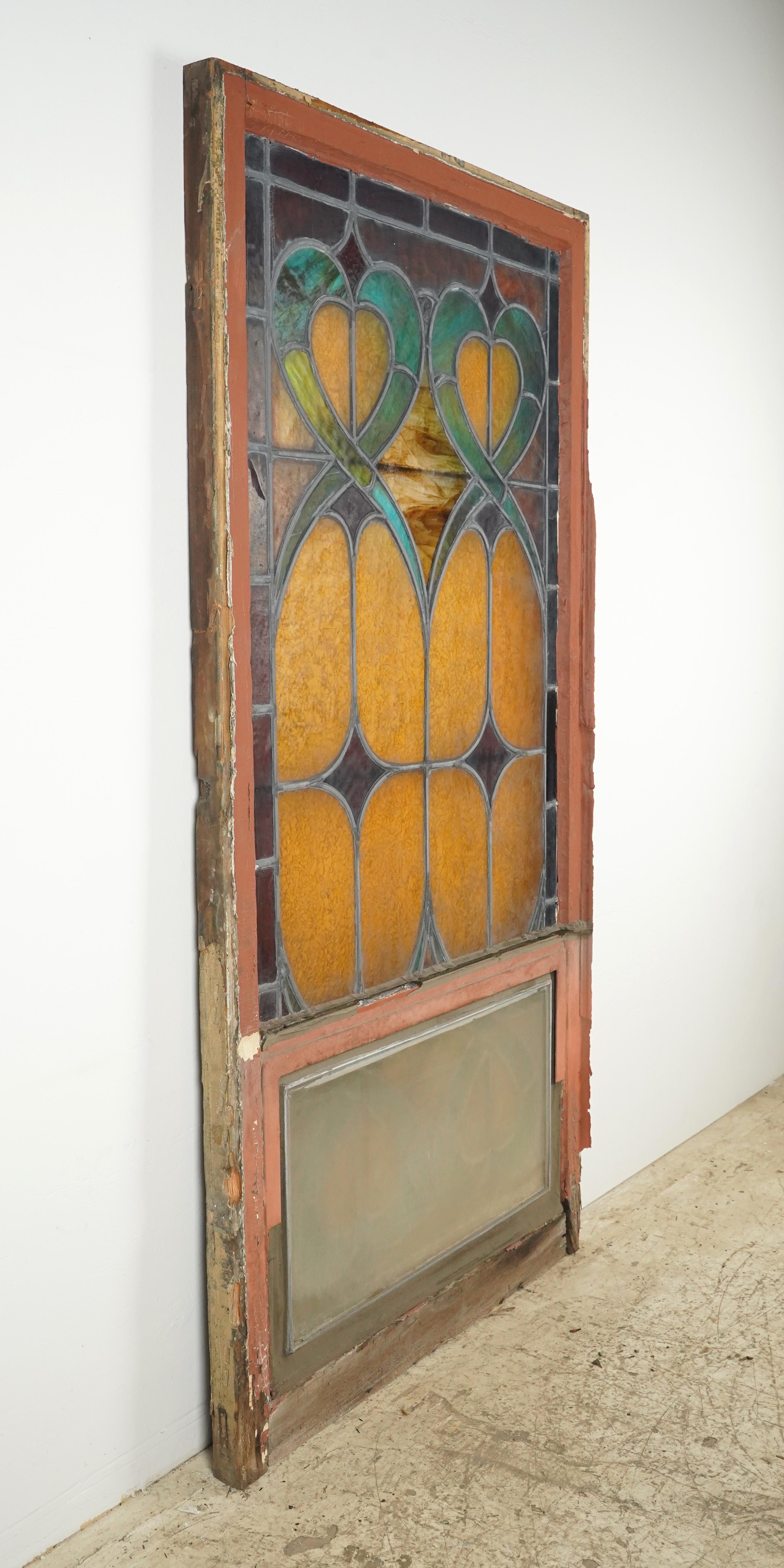1904 Rectangle Leaded Stained-Glass Church Window For Sale 10