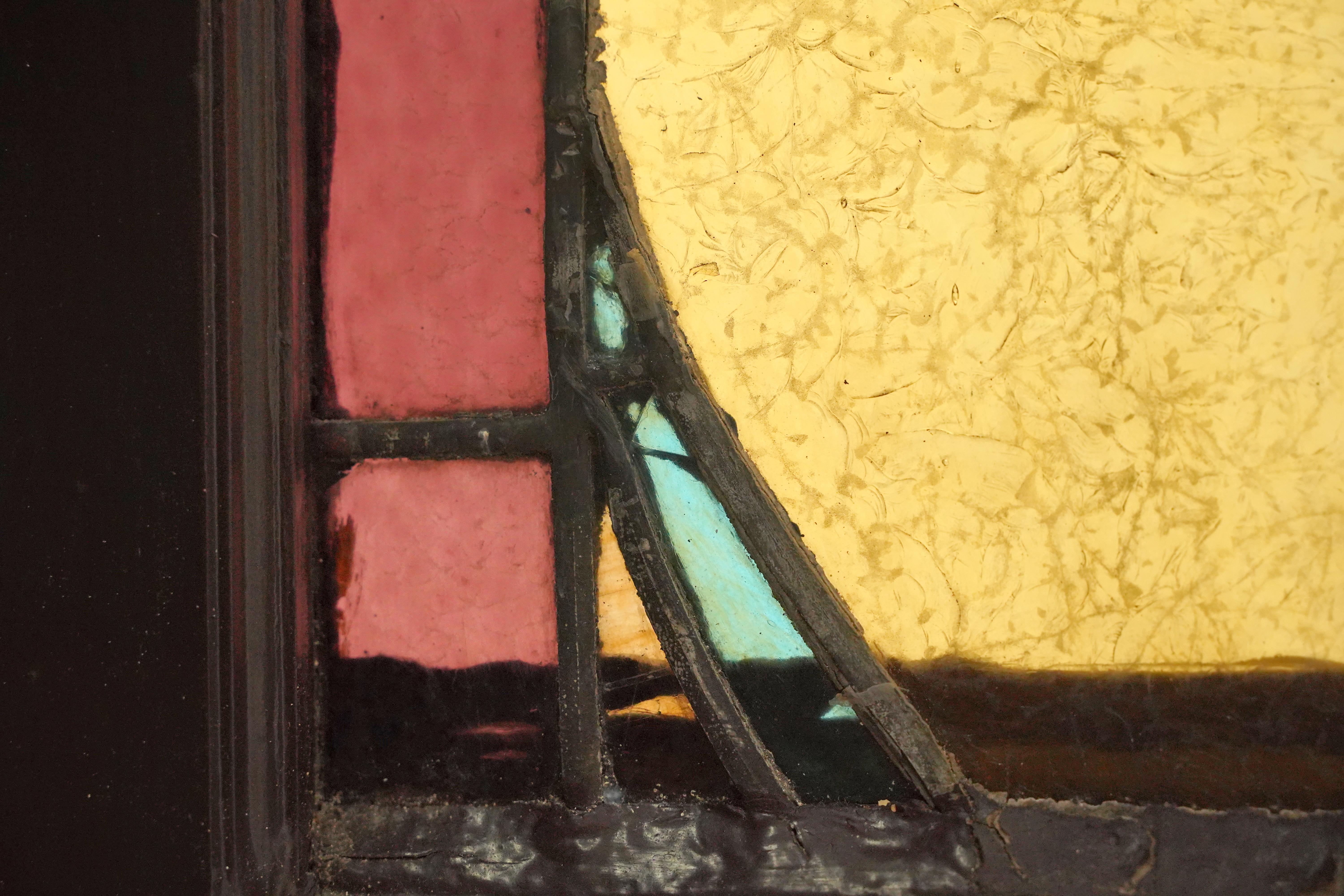 American 1904 Rectangle Leaded Stained-Glass Church Window For Sale