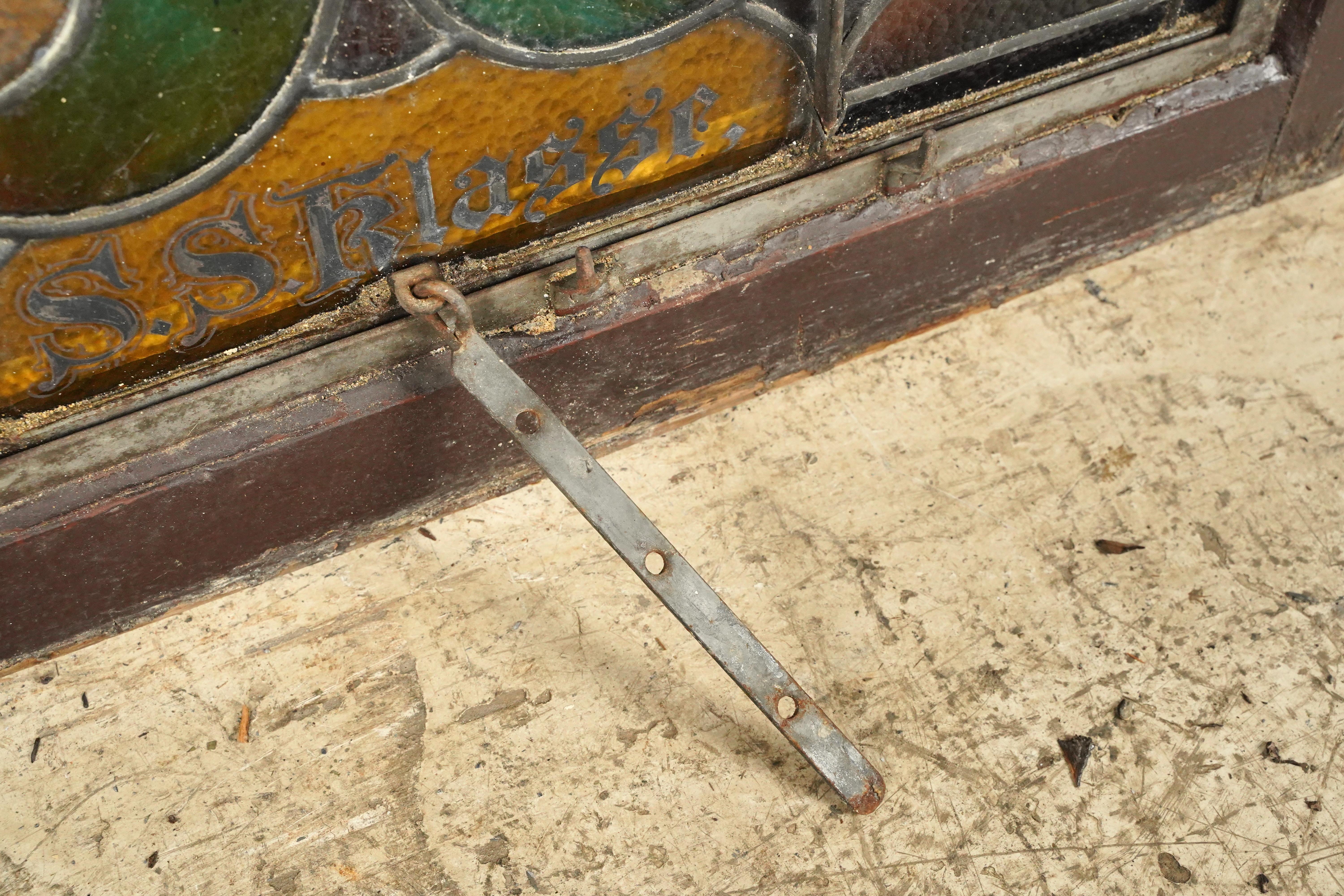 1904 Rectangle Leaded Stained-Glass Church Window For Sale 3