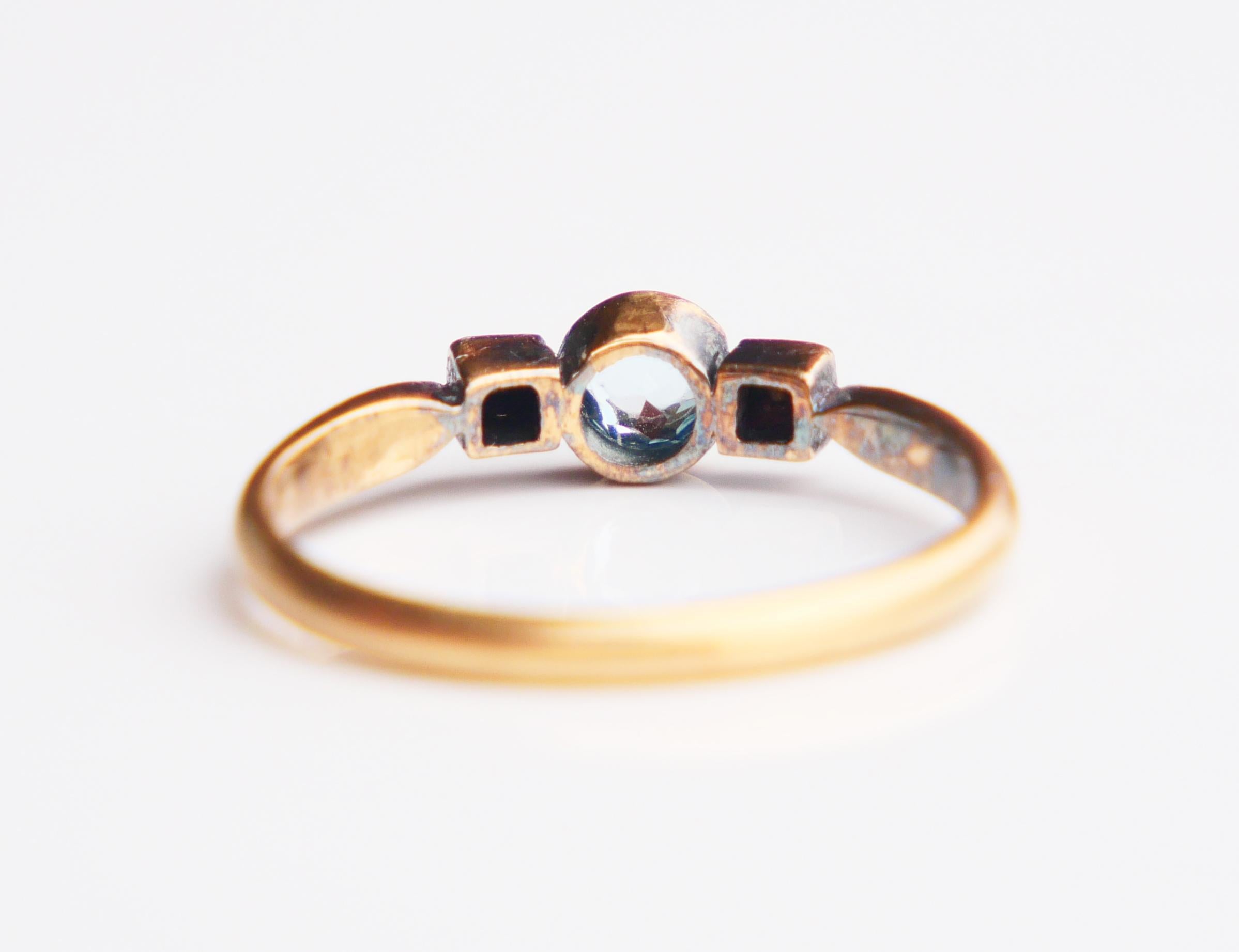 1904 Ring natural 0.5ct. Aquamarine Diamonds solid 18K Gold Silver ØUS6.75/2.1gr 8