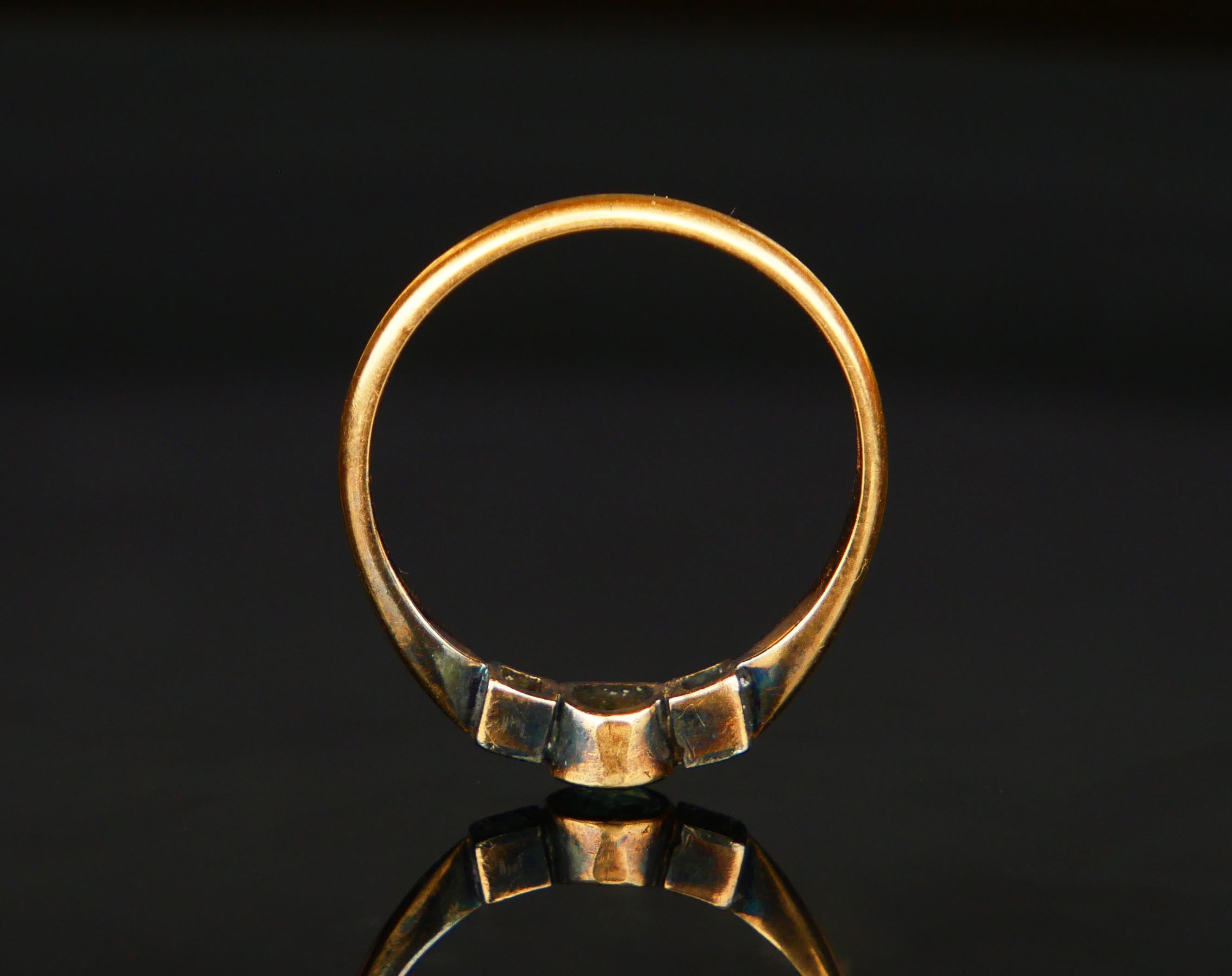 1904 Ring natural 0.5ct. Aquamarine Diamonds solid 18K Gold Silver ØUS6.75/2.1gr 1