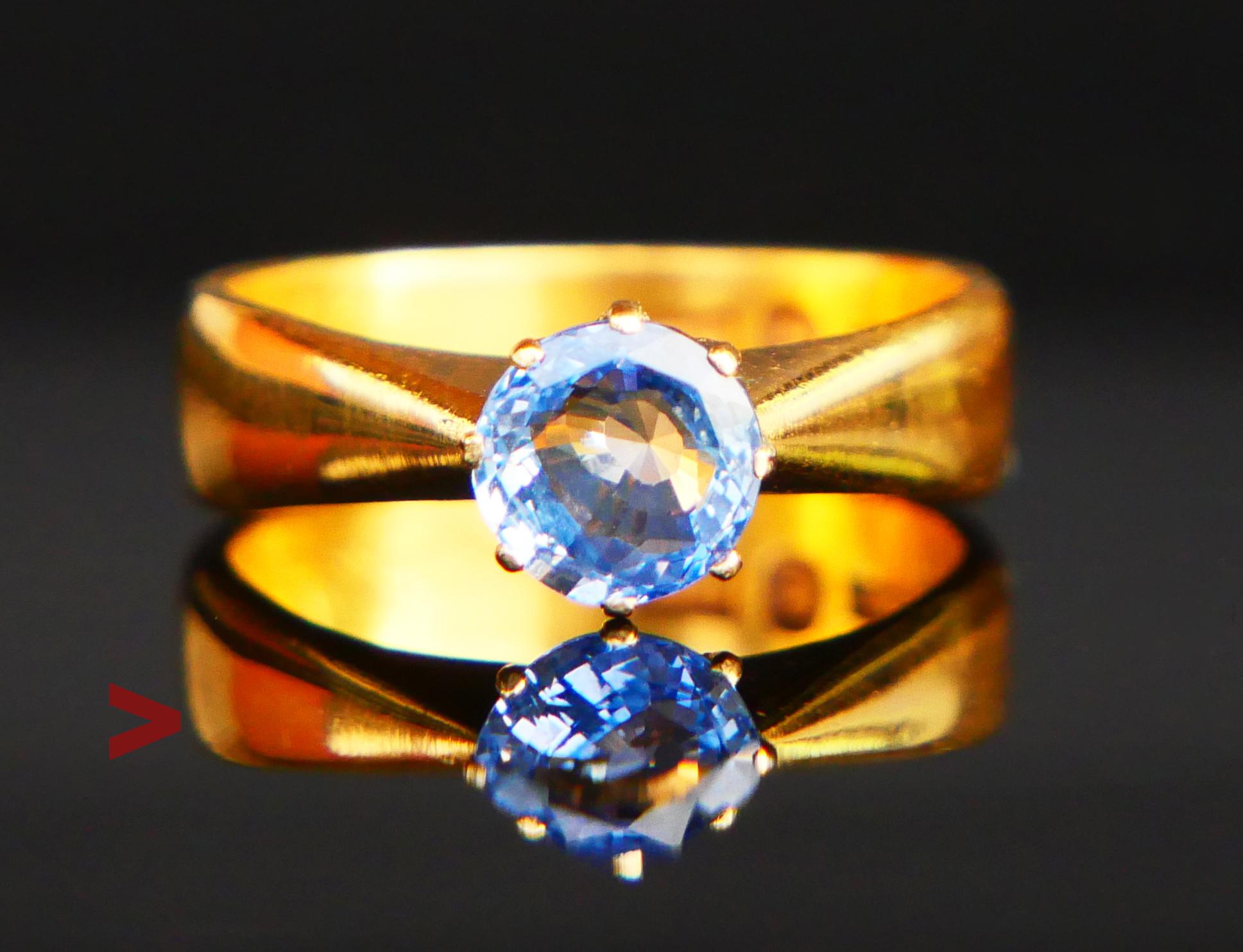 Art Nouveau 1904 Ring natural Cornflower Blue 1.25 ct. Sapphire solid 23K Gold ØUS5.5 /5.9gr