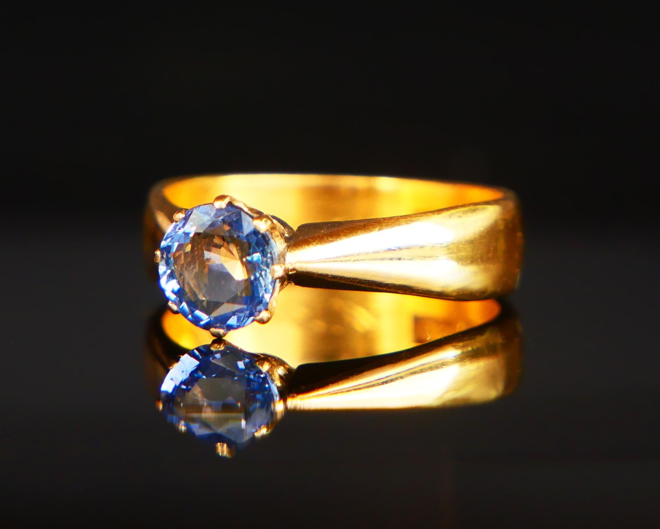 Women's 1904 Ring natural Cornflower Blue 1.25 ct. Sapphire solid 23K Gold ØUS5.5 /5.9gr
