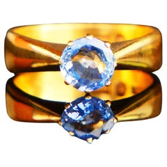 1904 Ring natürliche Kornblumenblau 1,25 ct. Saphir massiv 23K Gold ØUS5.5 /5.9gr