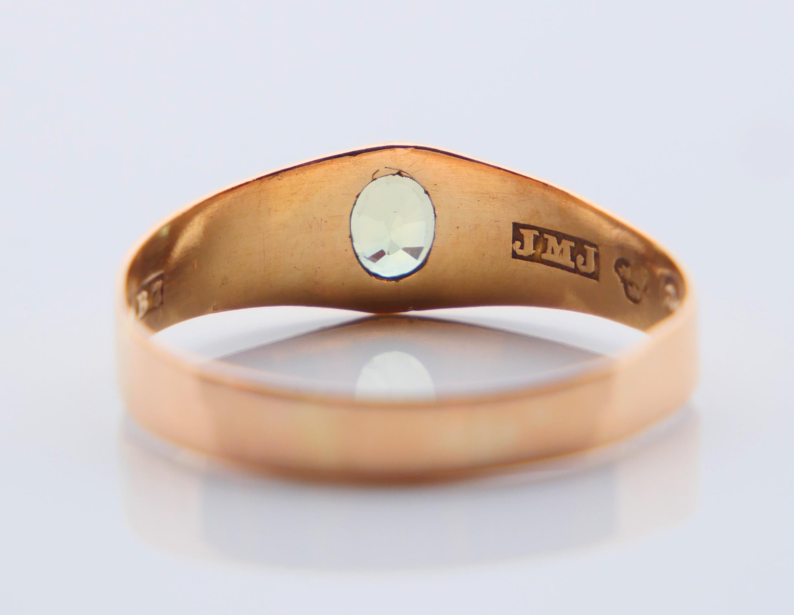 1904 Ring natürlicher grüner Saphir Perlen massiv 18K Gold Ø US8 / 1.5gr im Angebot 5