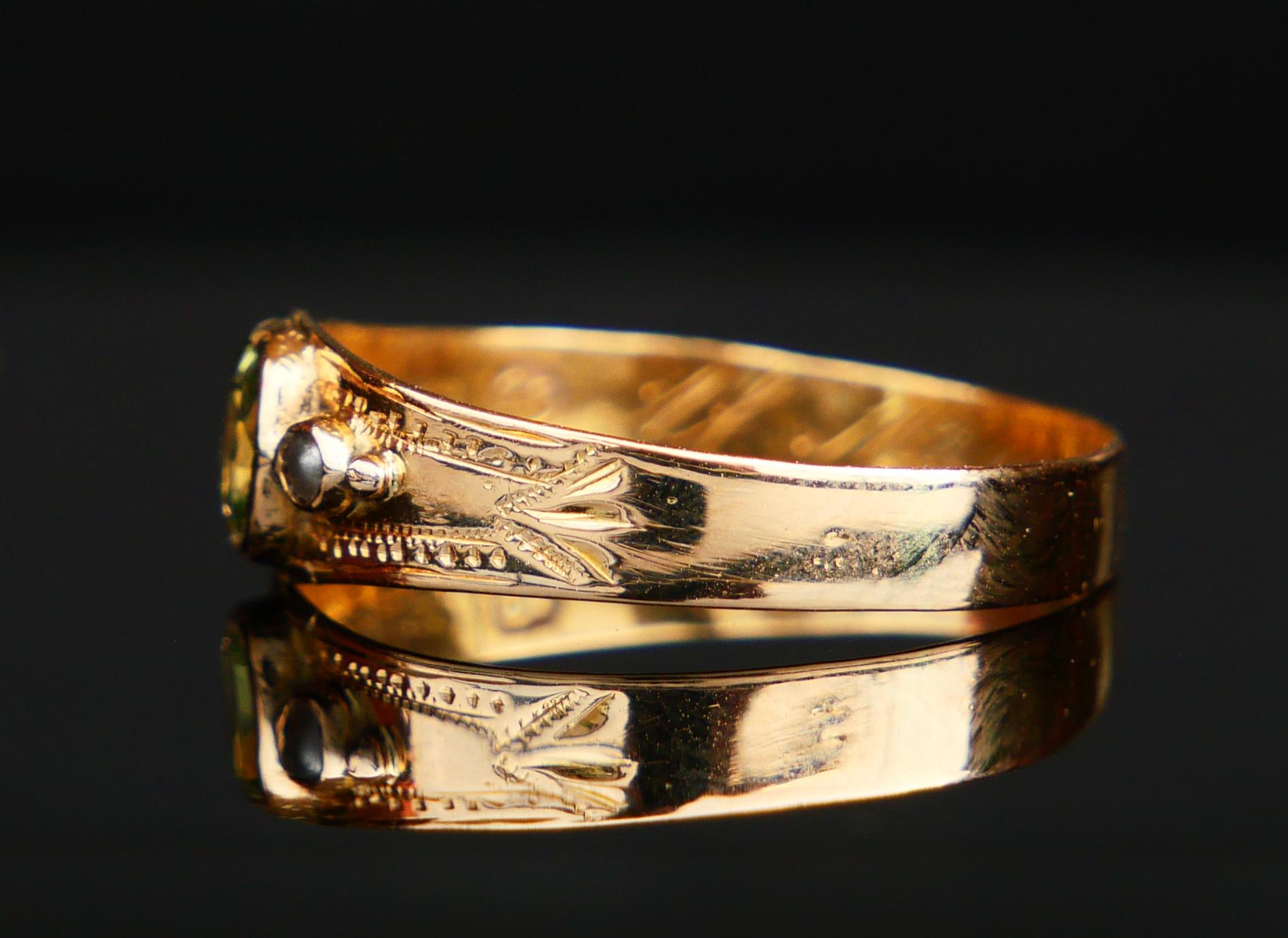 1904 Ring natürlicher grüner Saphir Perlen massiv 18K Gold Ø US8 / 1.5gr im Angebot 2