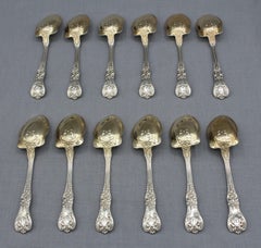 1904 Set of 12 Sterling Silver Fruit Spoons in "King George" by Gorham