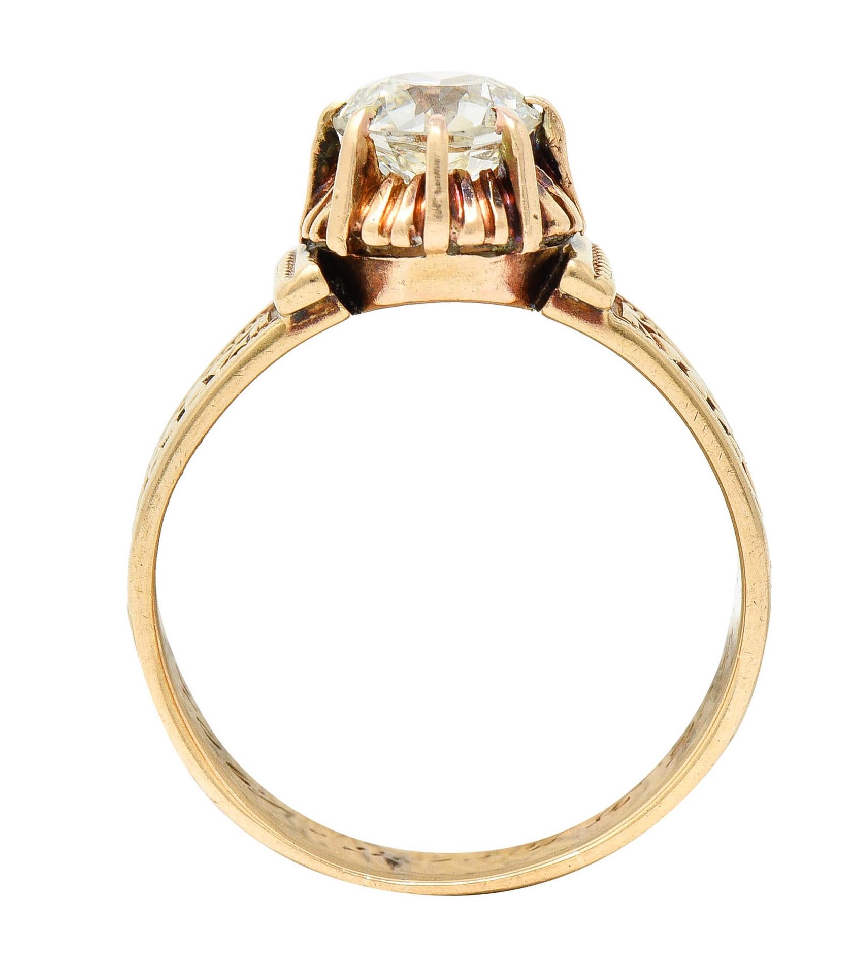 1904 Victorian 0.93 Carat Diamond 14 Karat Gold Engagement Ring GIA 5