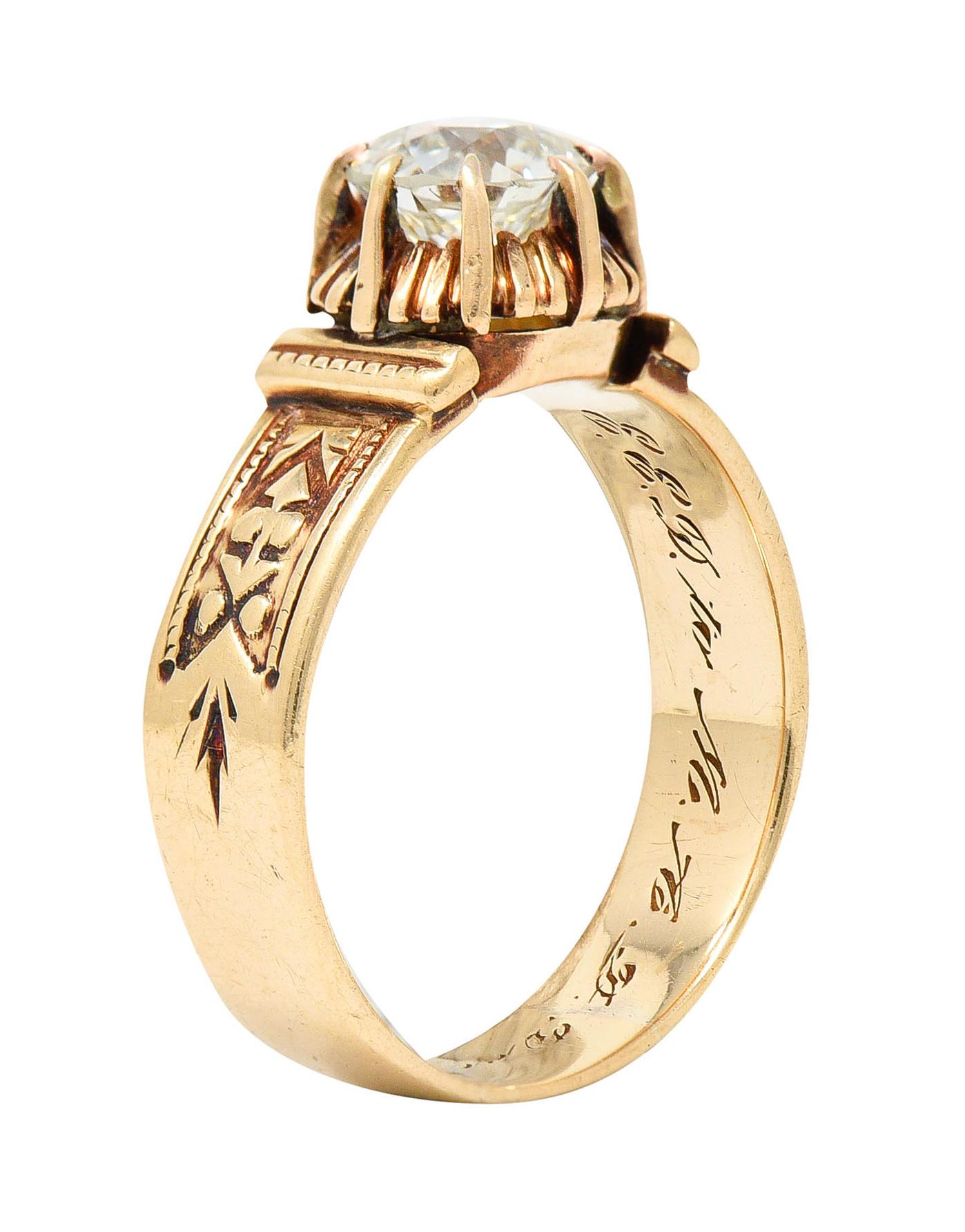 1904 Victorian 0.93 Carat Diamond 14 Karat Gold Engagement Ring GIA 6