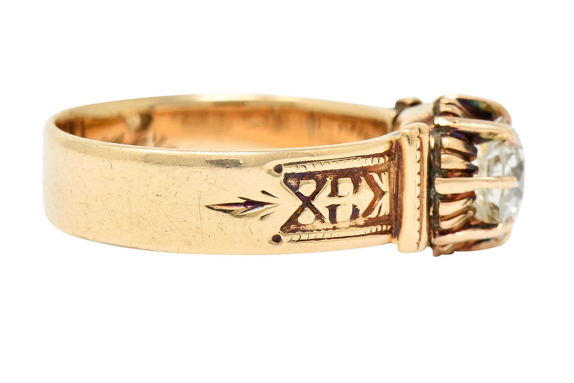 Old European Cut 1904 Victorian 0.93 Carat Diamond 14 Karat Gold Engagement Ring GIA