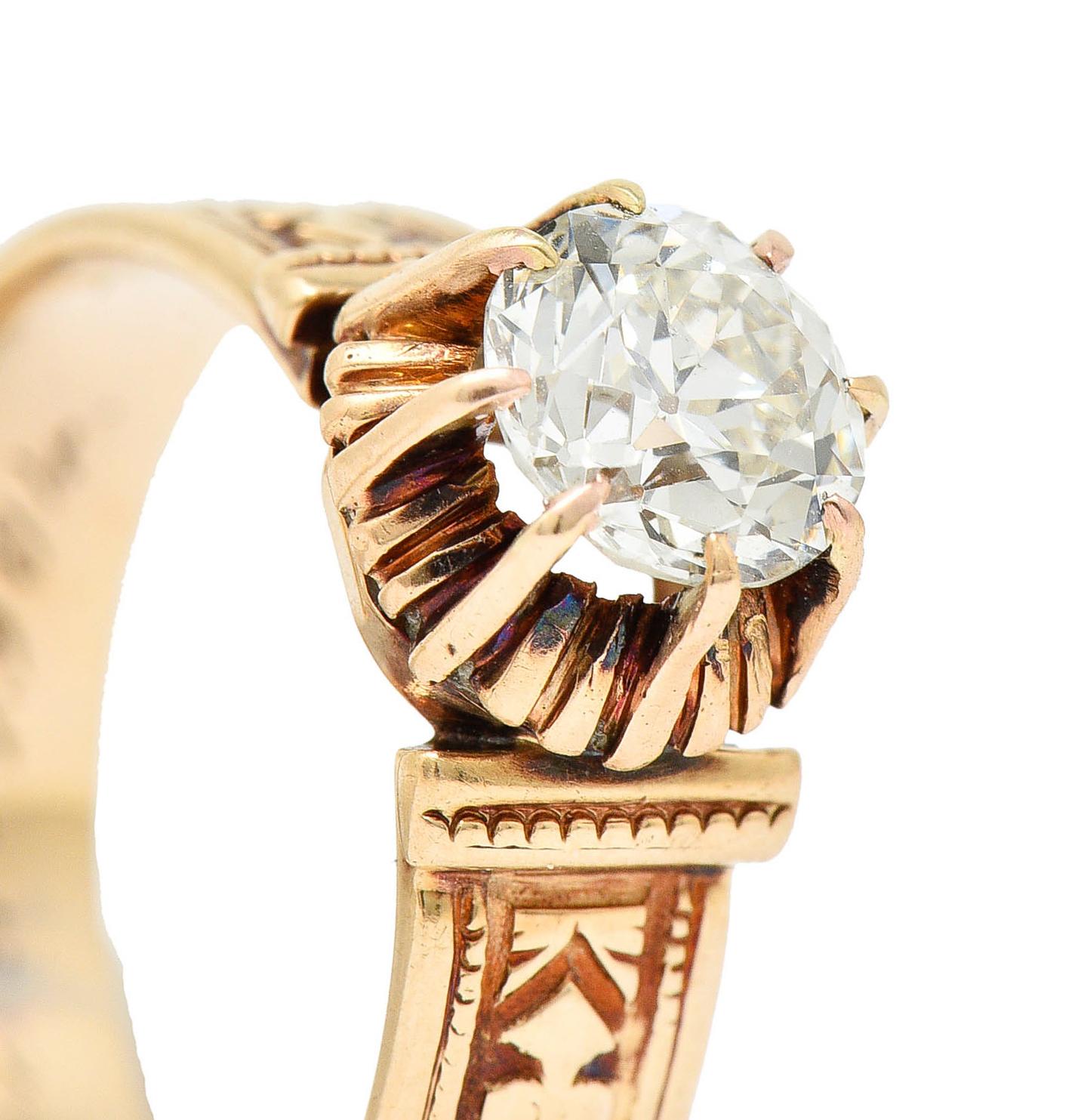 1904 Victorian 0.93 Carat Diamond 14 Karat Gold Engagement Ring GIA 3